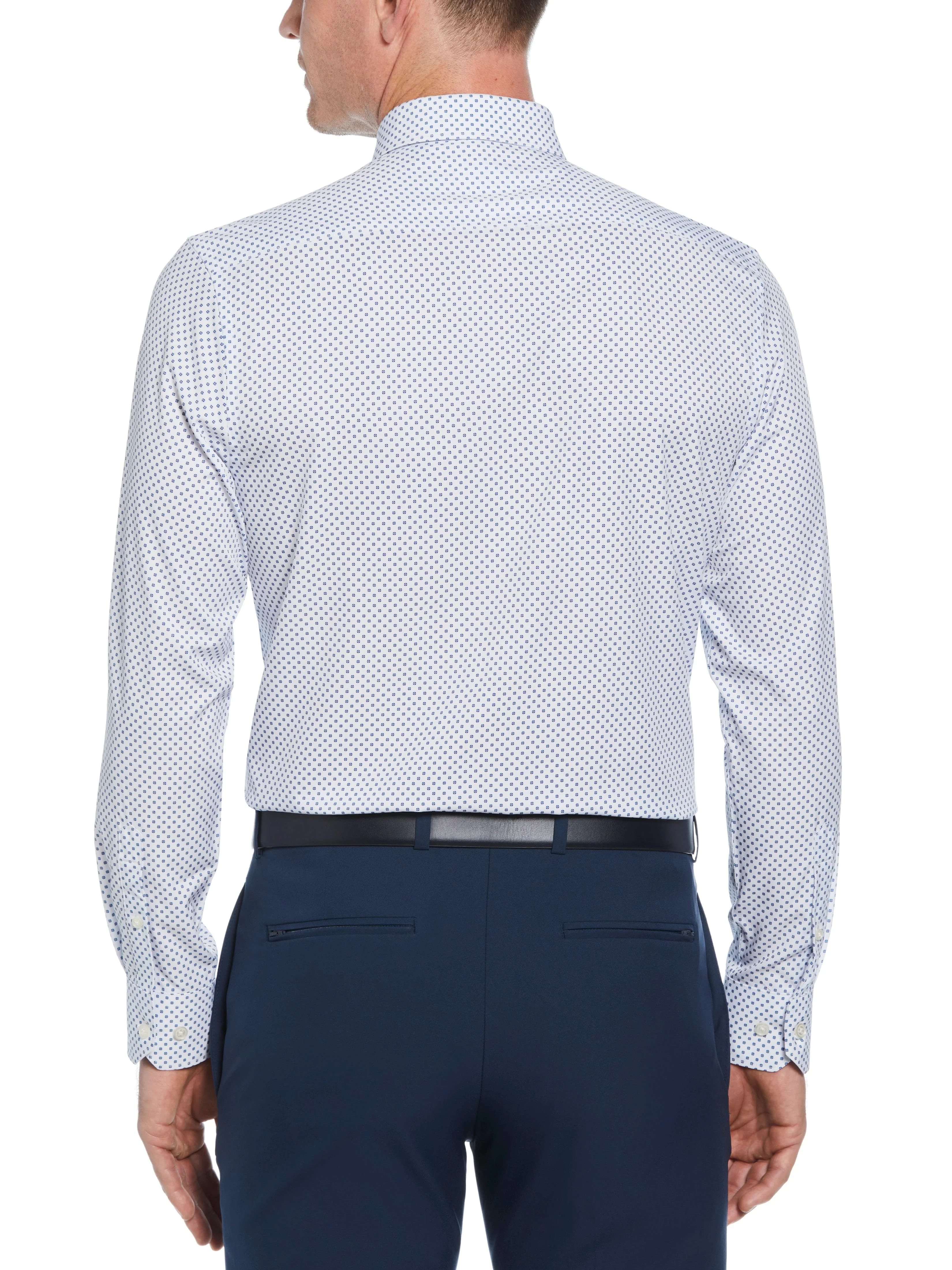 Slim Fit Stretch Button-Down Circle Print Dress Shirt - Image 3