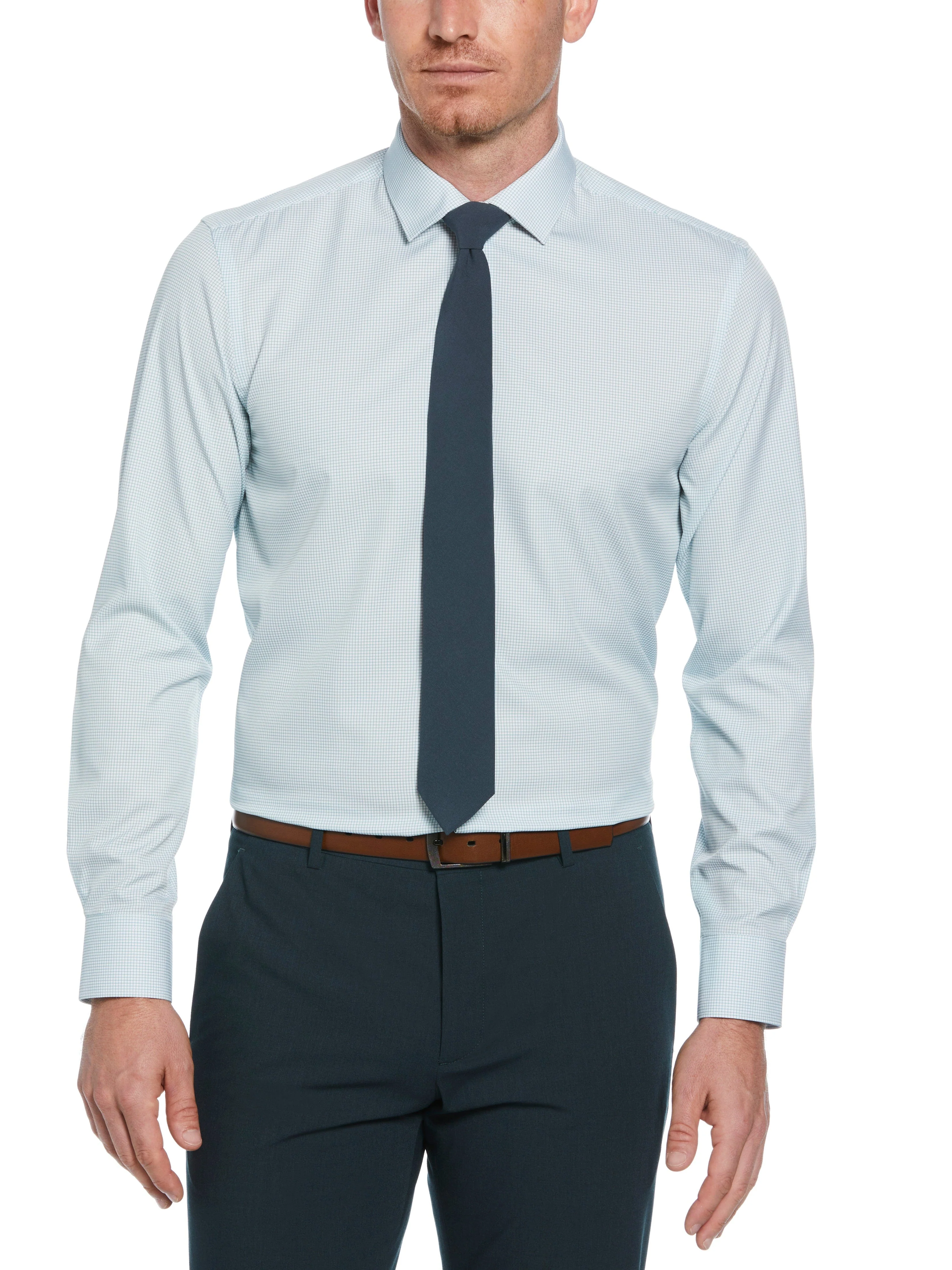 Slim Fit Stretch Small Check Dress Shirt