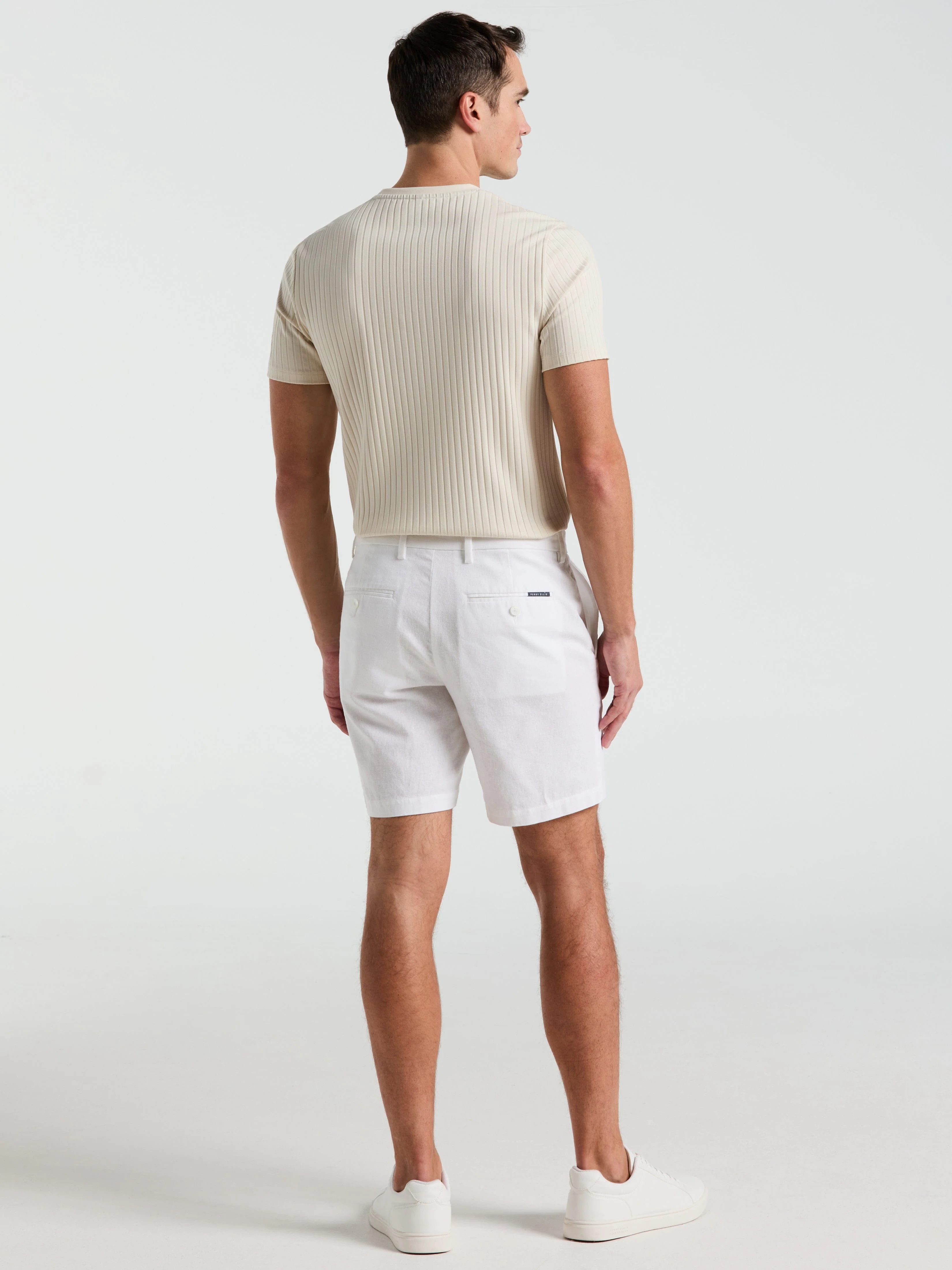 8" Flat Front Linen Cotton Short - Image 4