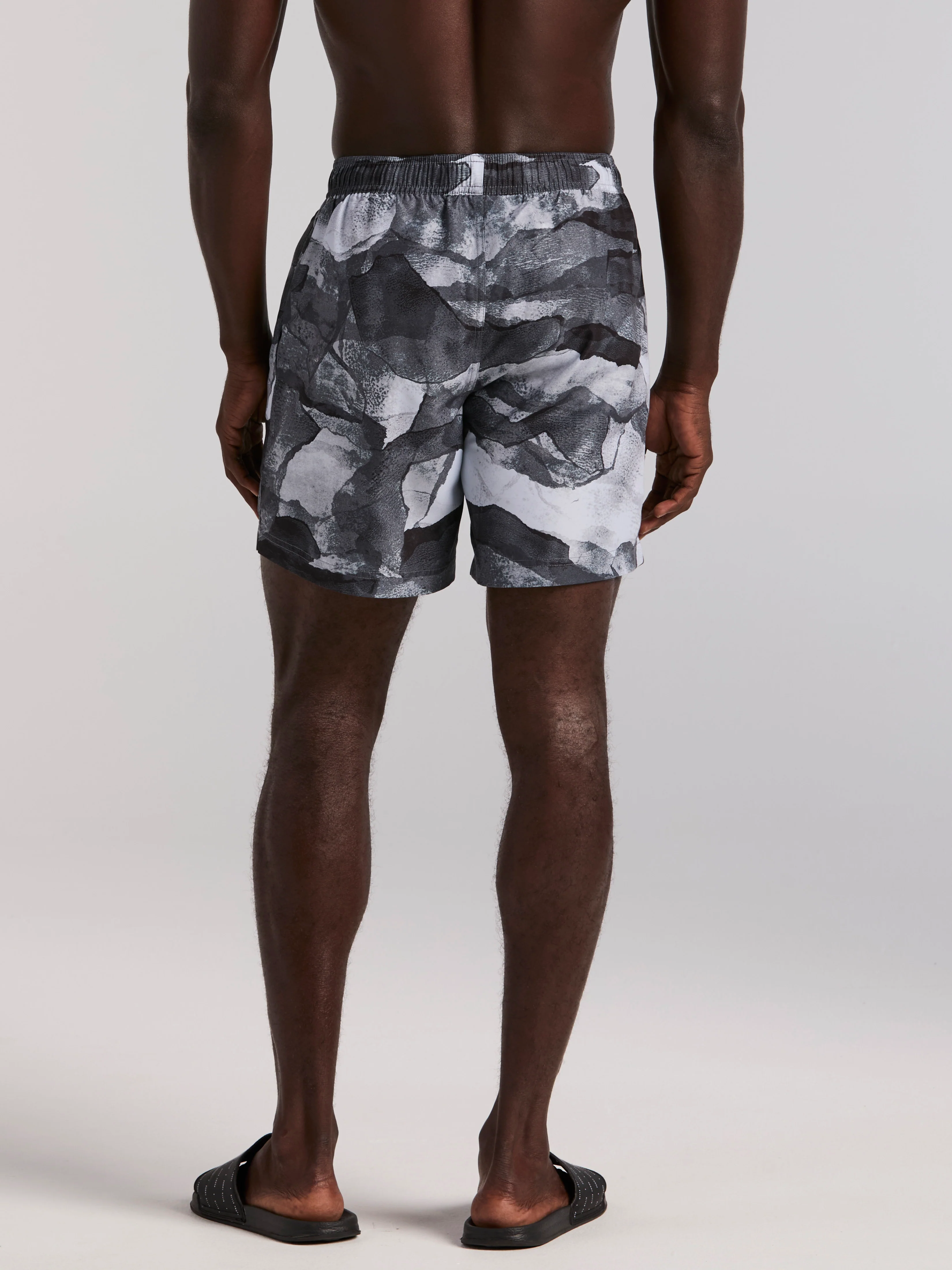 Abstract Wave Print Swim Trunk - Image 3