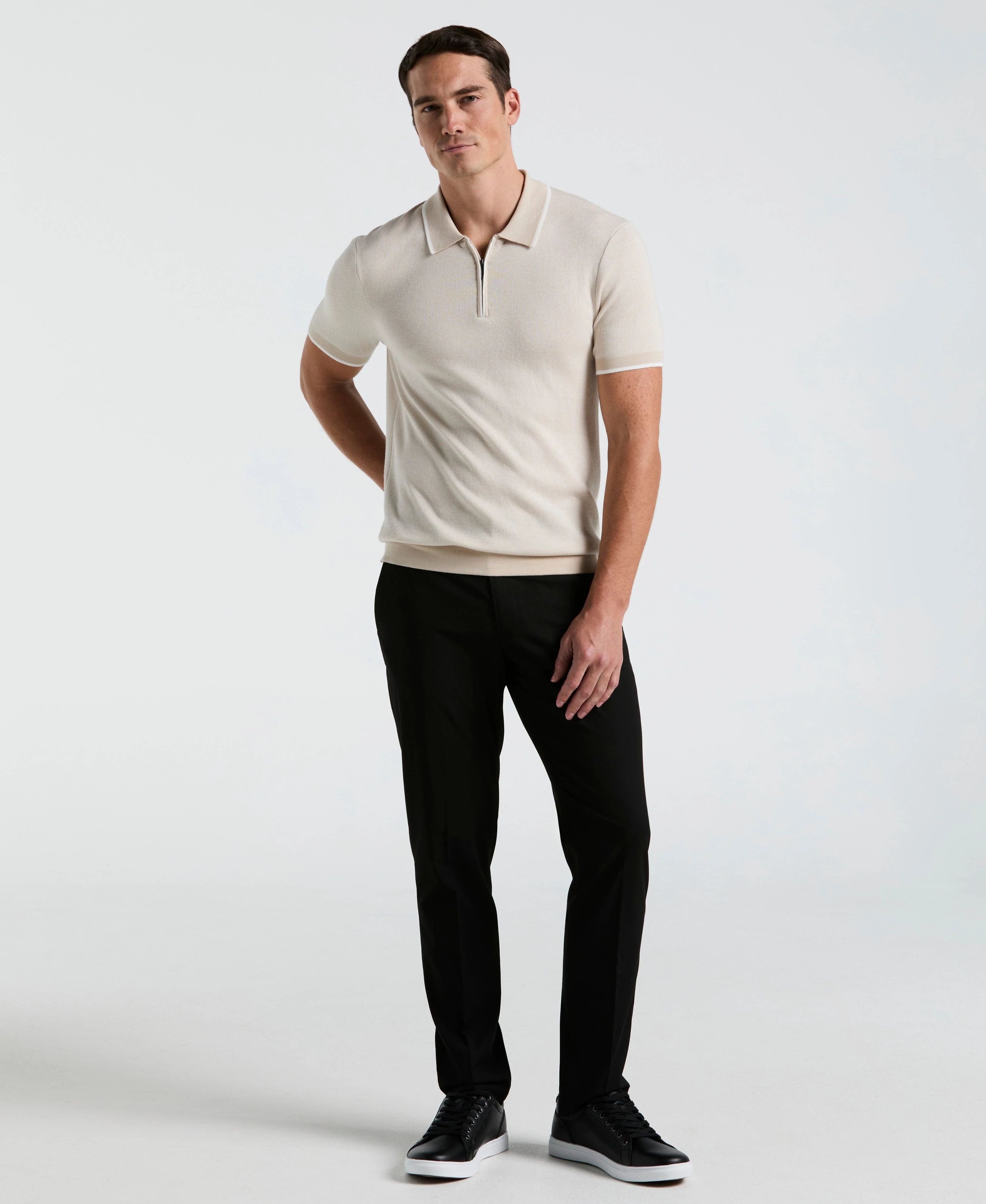 Bi-Color Stitch Zip Polo - Image 4