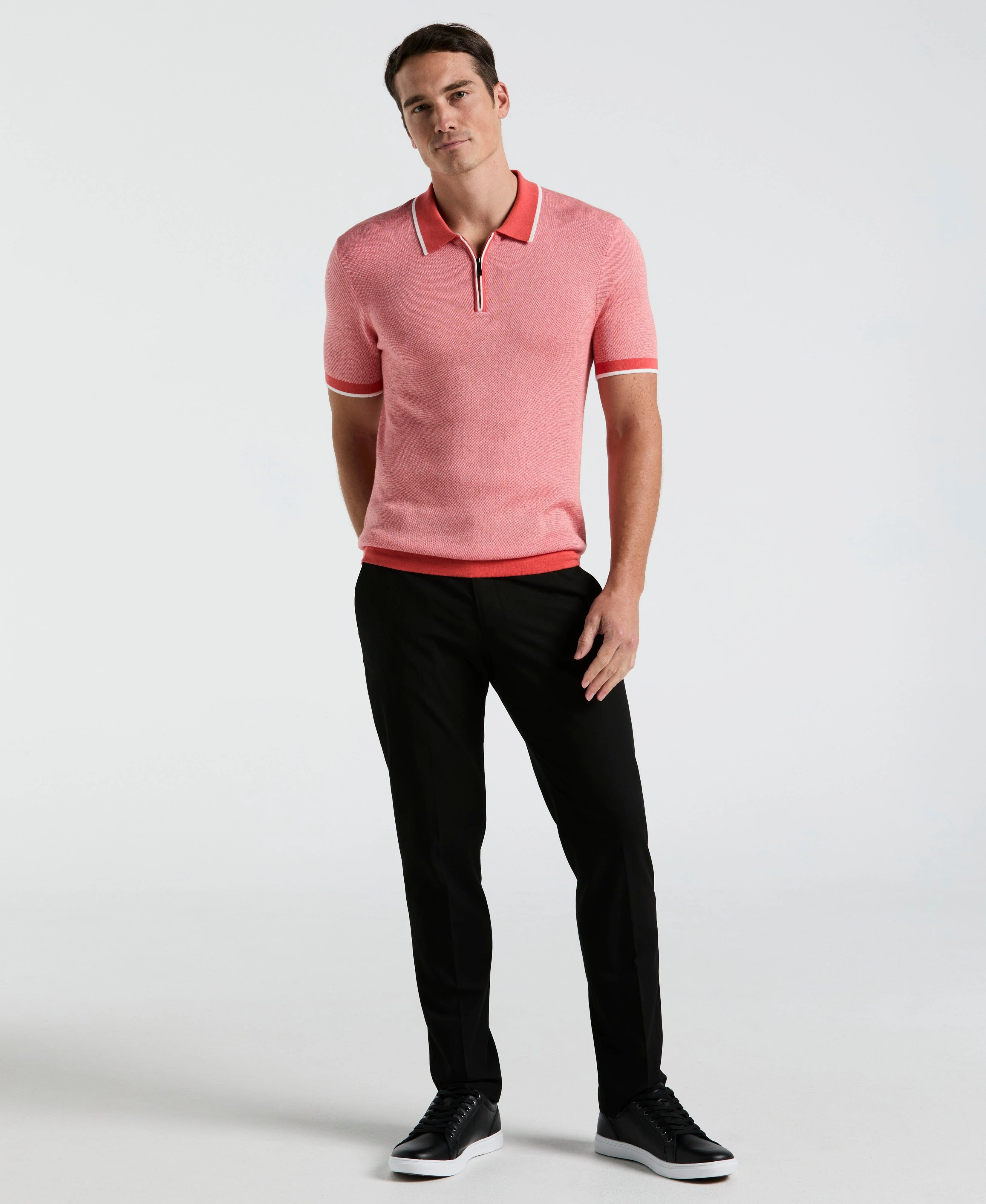 Bi-Color Stitch Zip Polo - Image 4