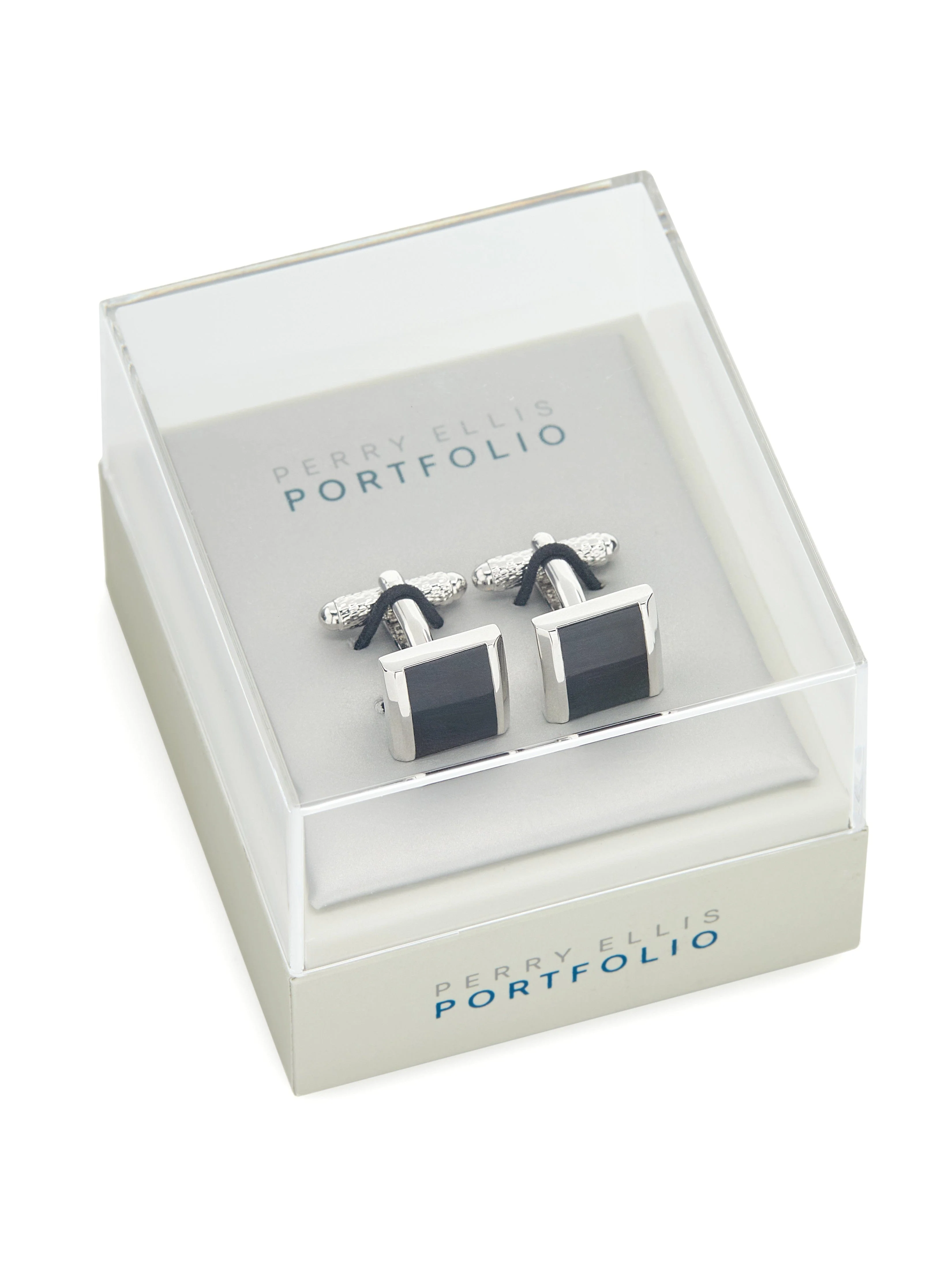 Black Square Silver Cufflinks - Image 2
