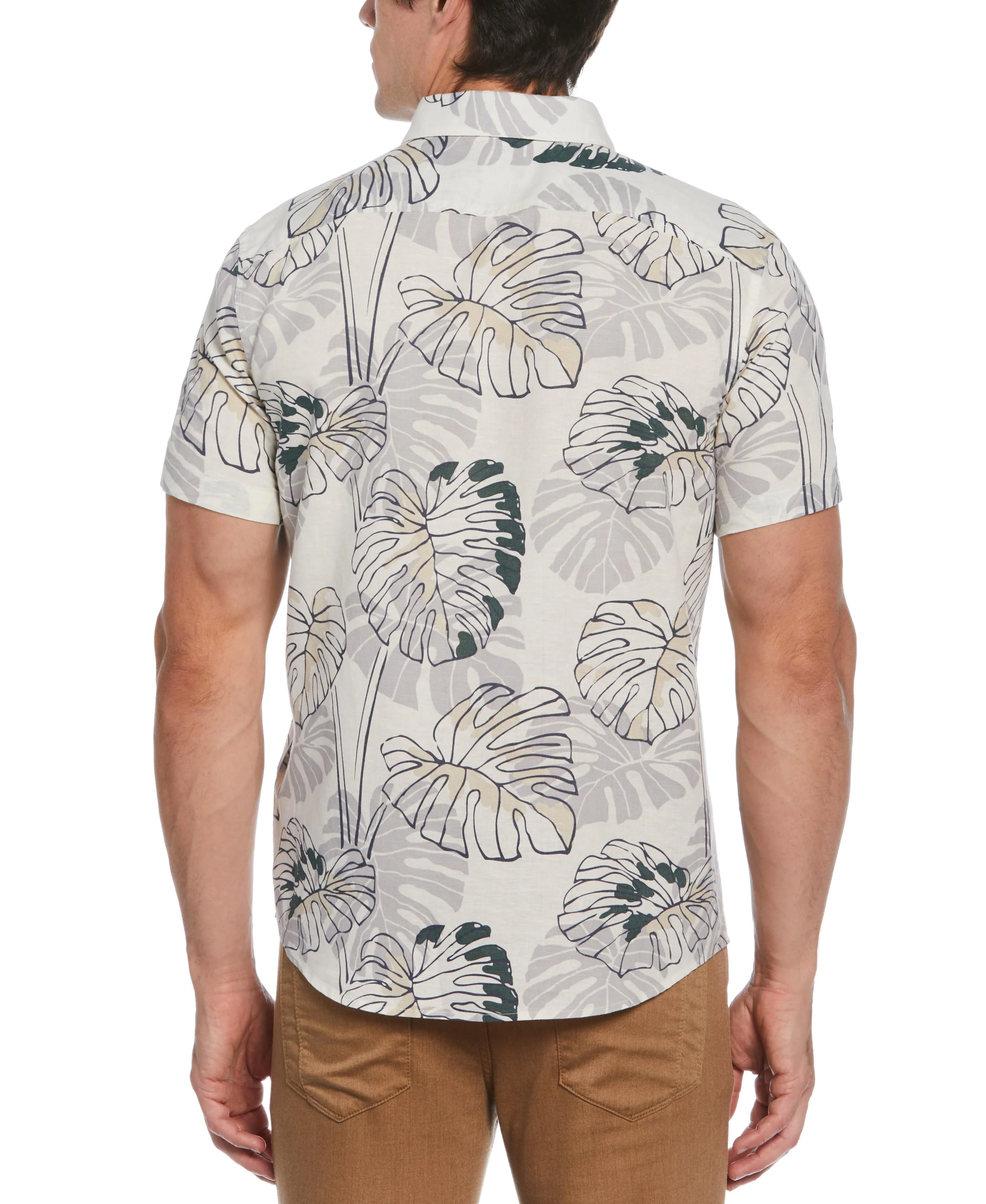 Tua X Perry Ellis Collaboration Bold Leaf Linen Blend Print Shirt - Image 2