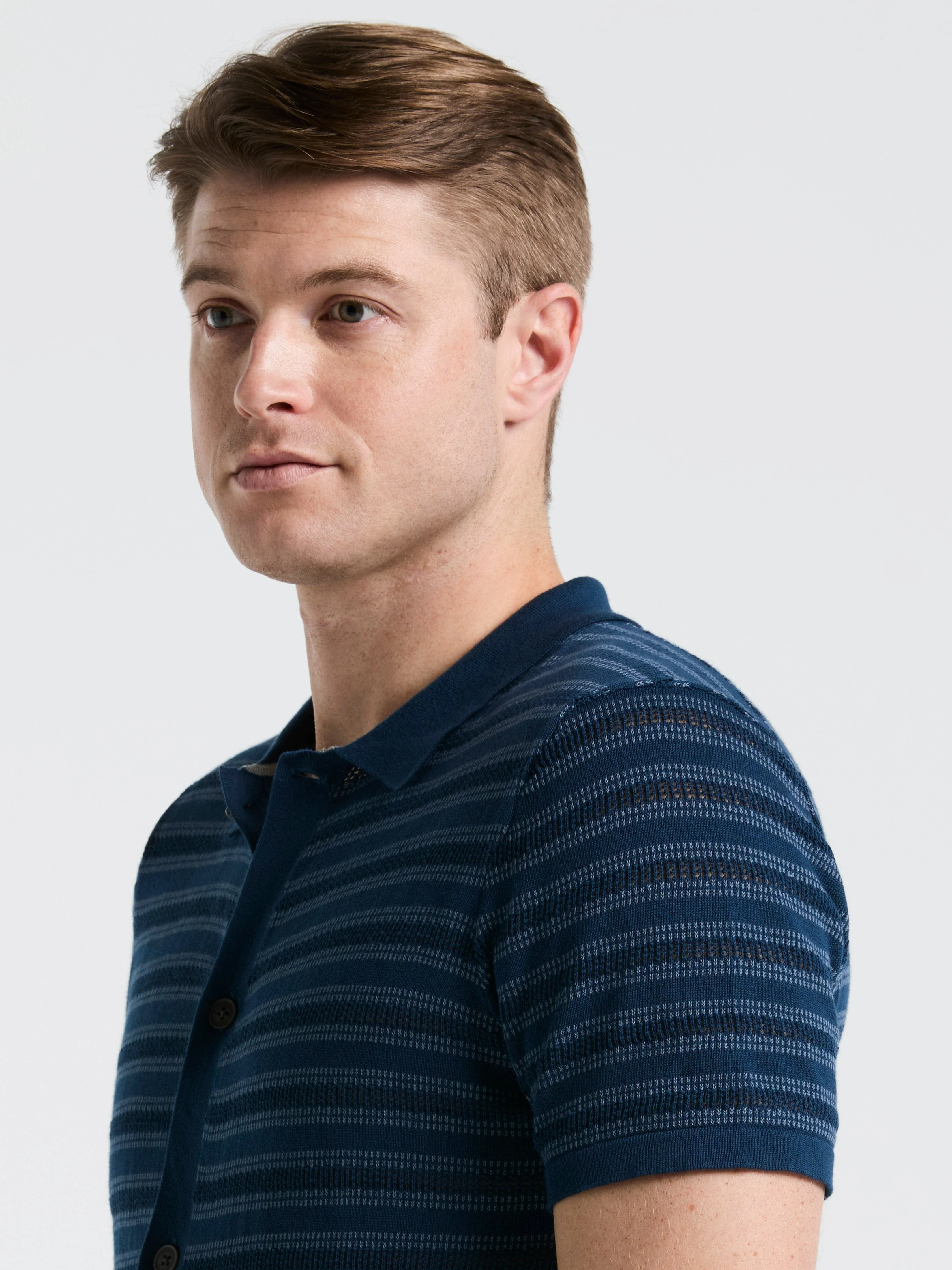 Button-Front Striped Polo Sweater - Image 2