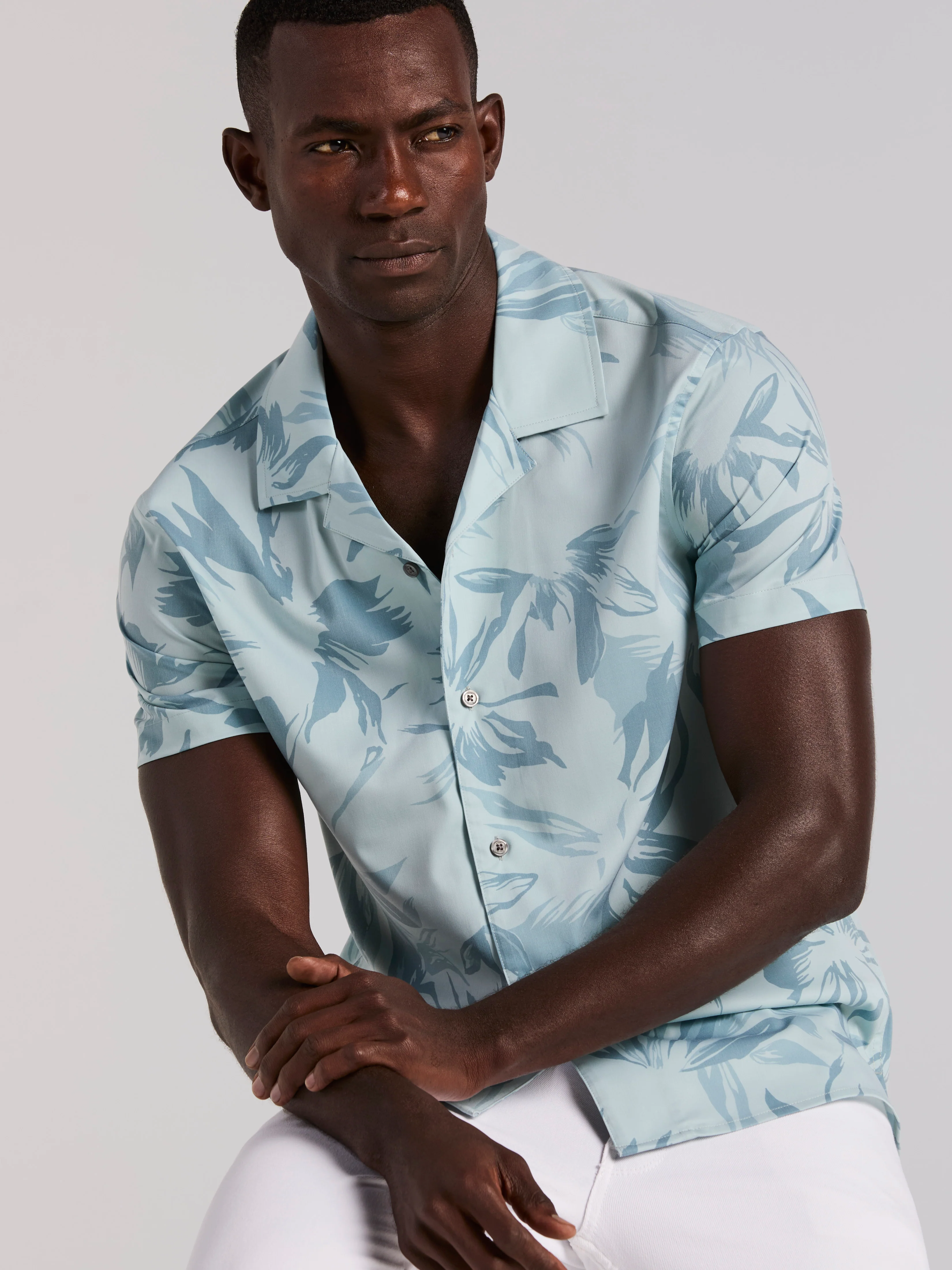 Camp Collar Floral Print Soft Touch Shirt - Image 3
