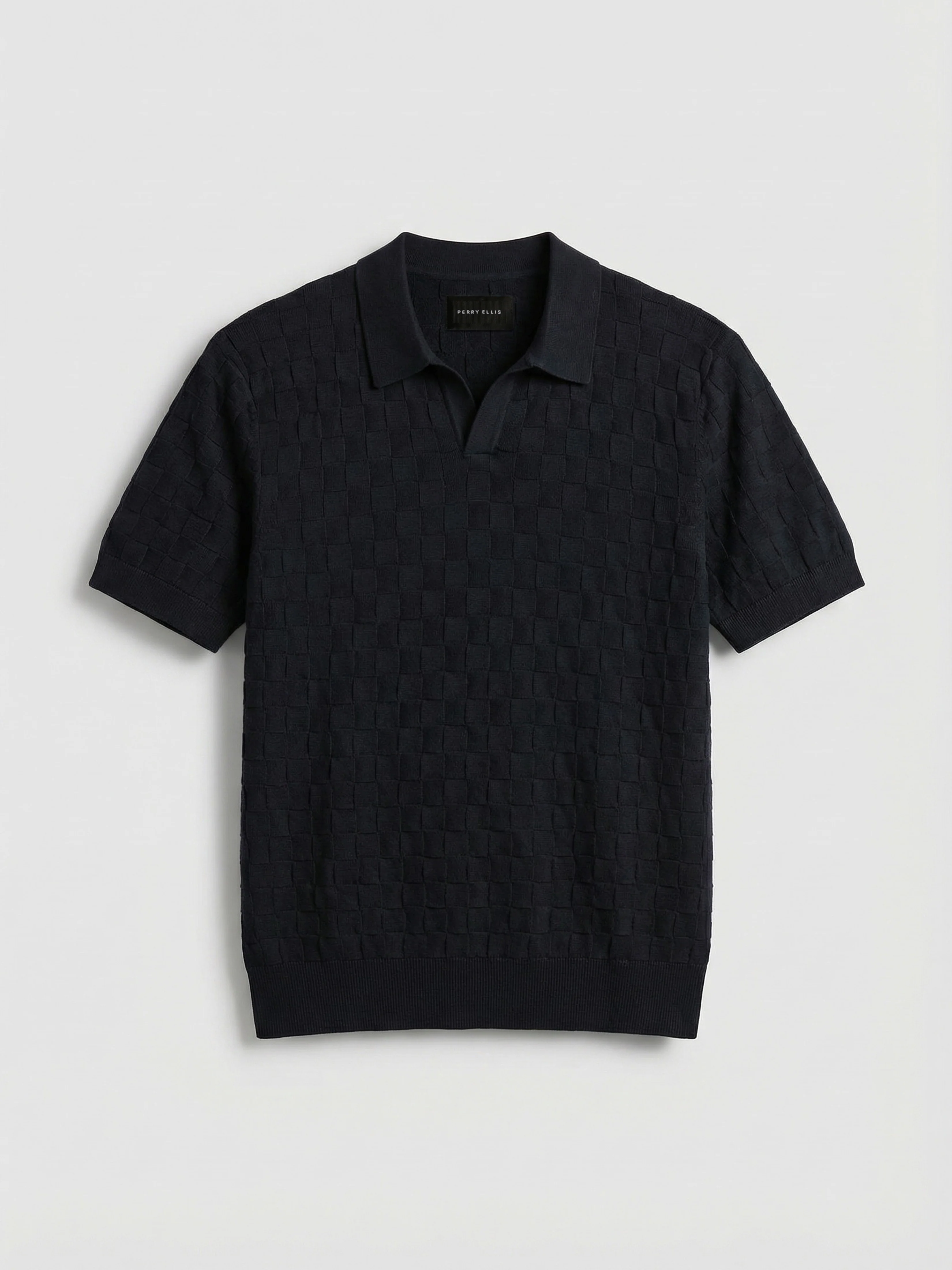 Square Pattern Open Collar Polo - Image 11