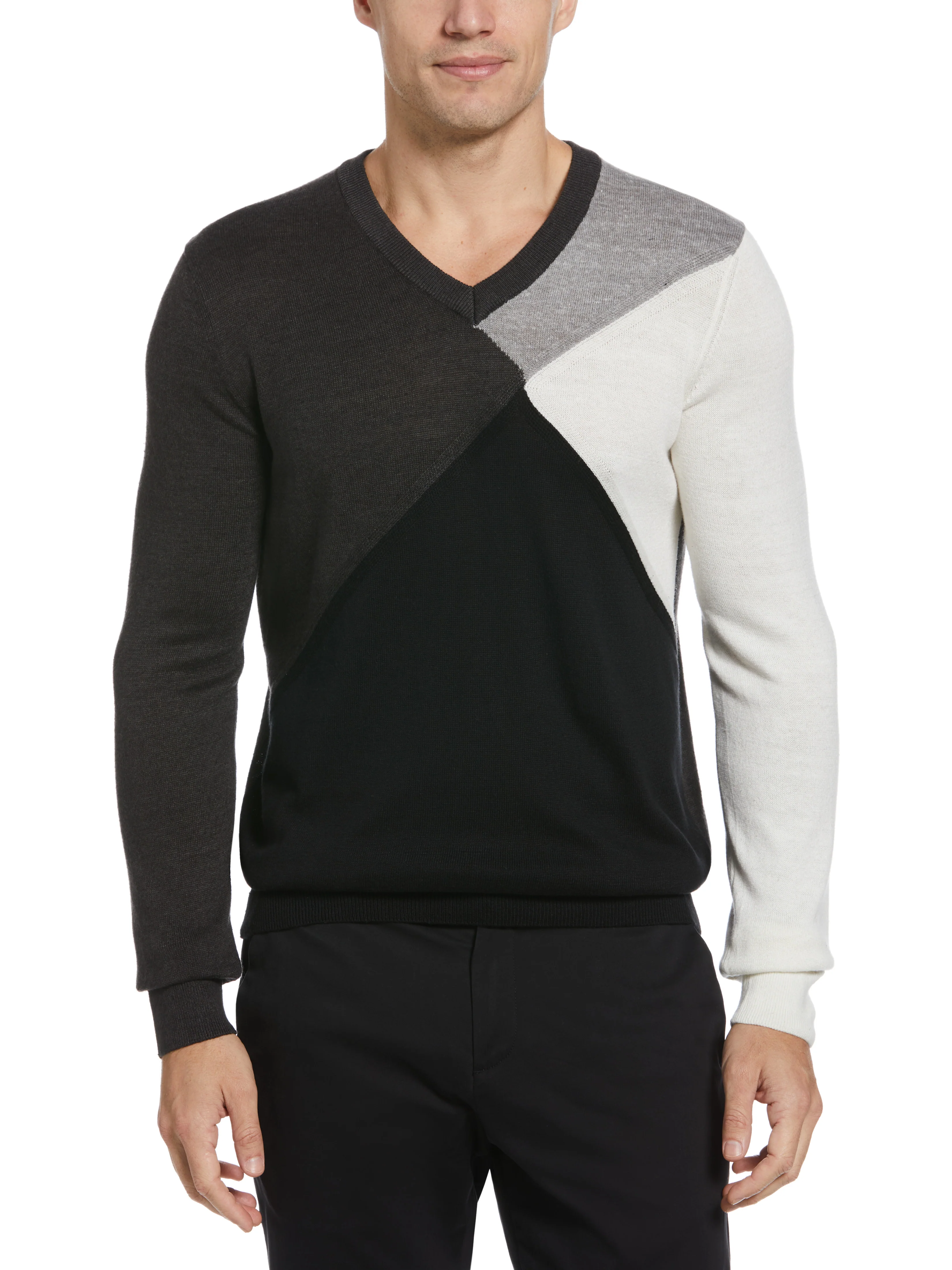 Color Block V-Neck Sweater - Image 3