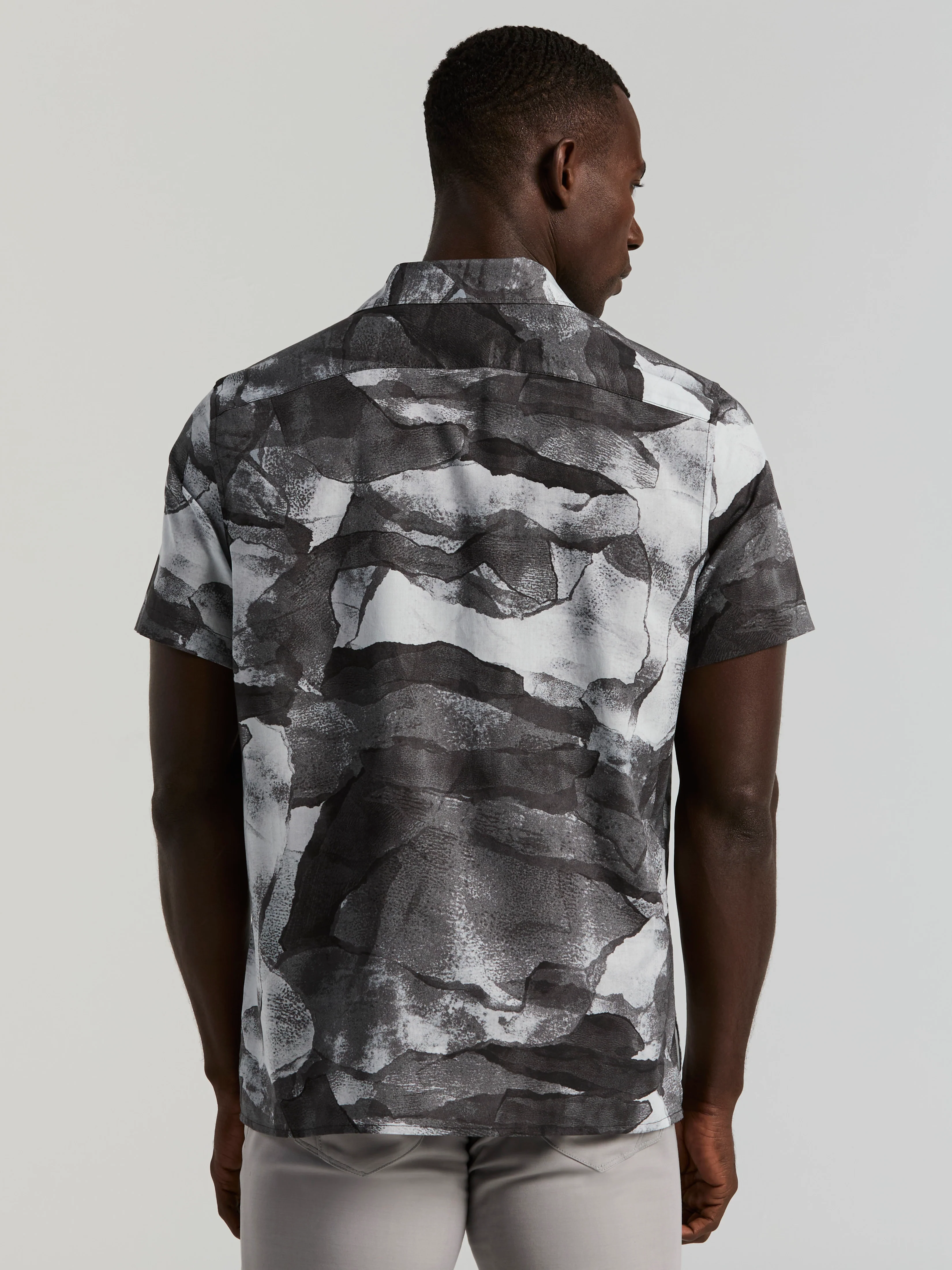 Cotton Abstract Wave Print Shirt - Image 3