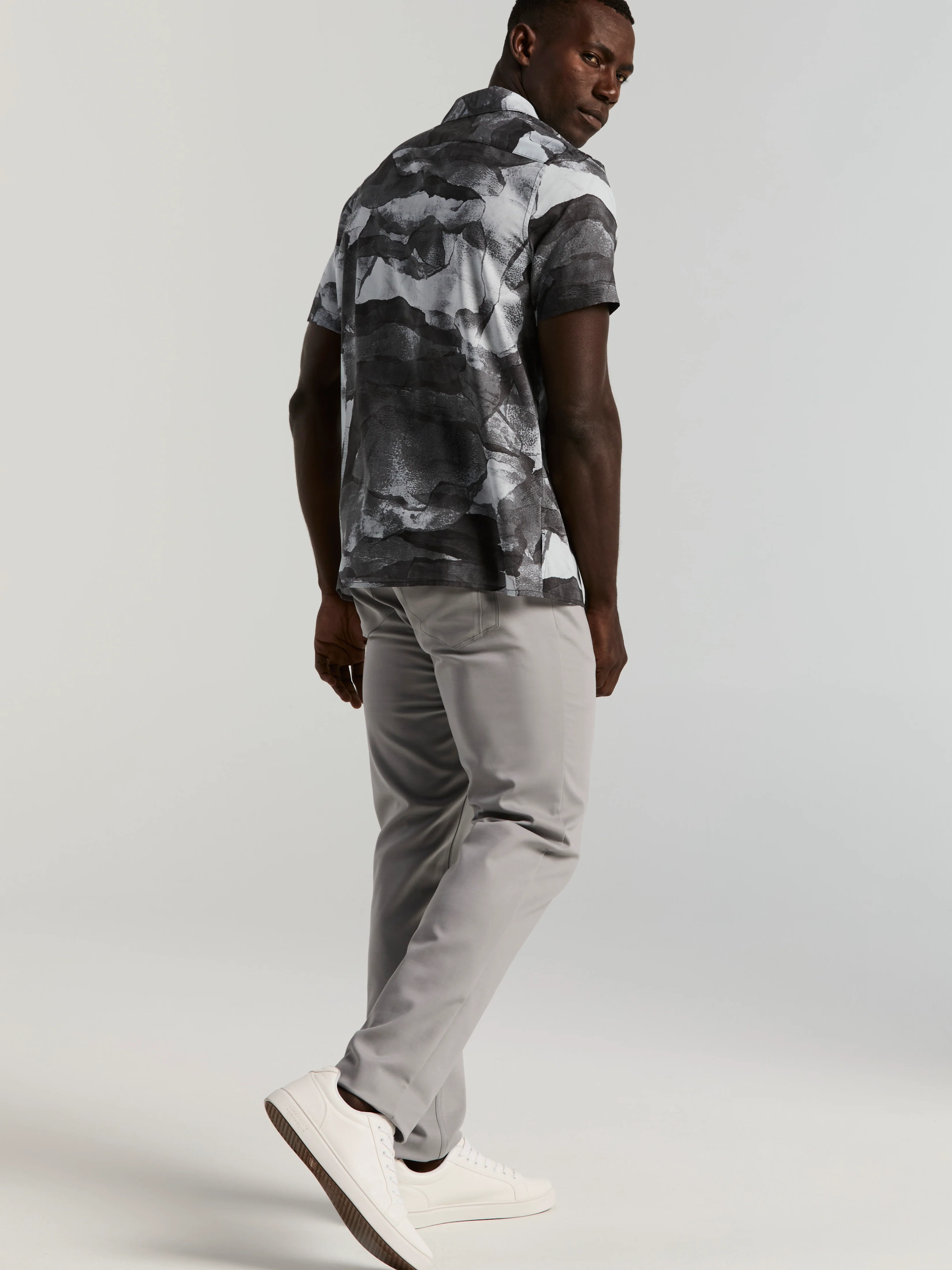 Cotton Abstract Wave Print Shirt - Image 5