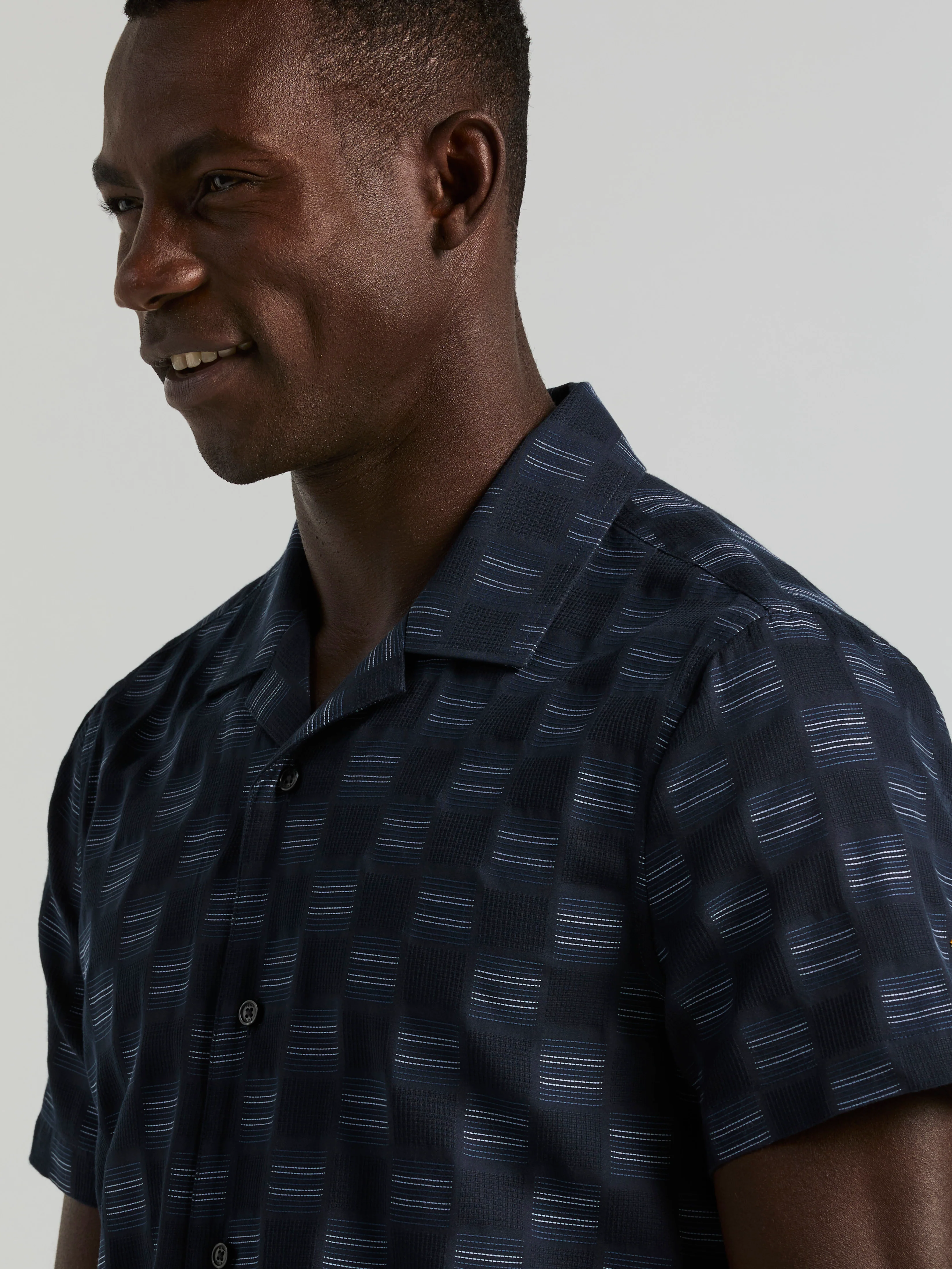 Cotton Clipped Dobby Camp Collar Shirt - Image 2