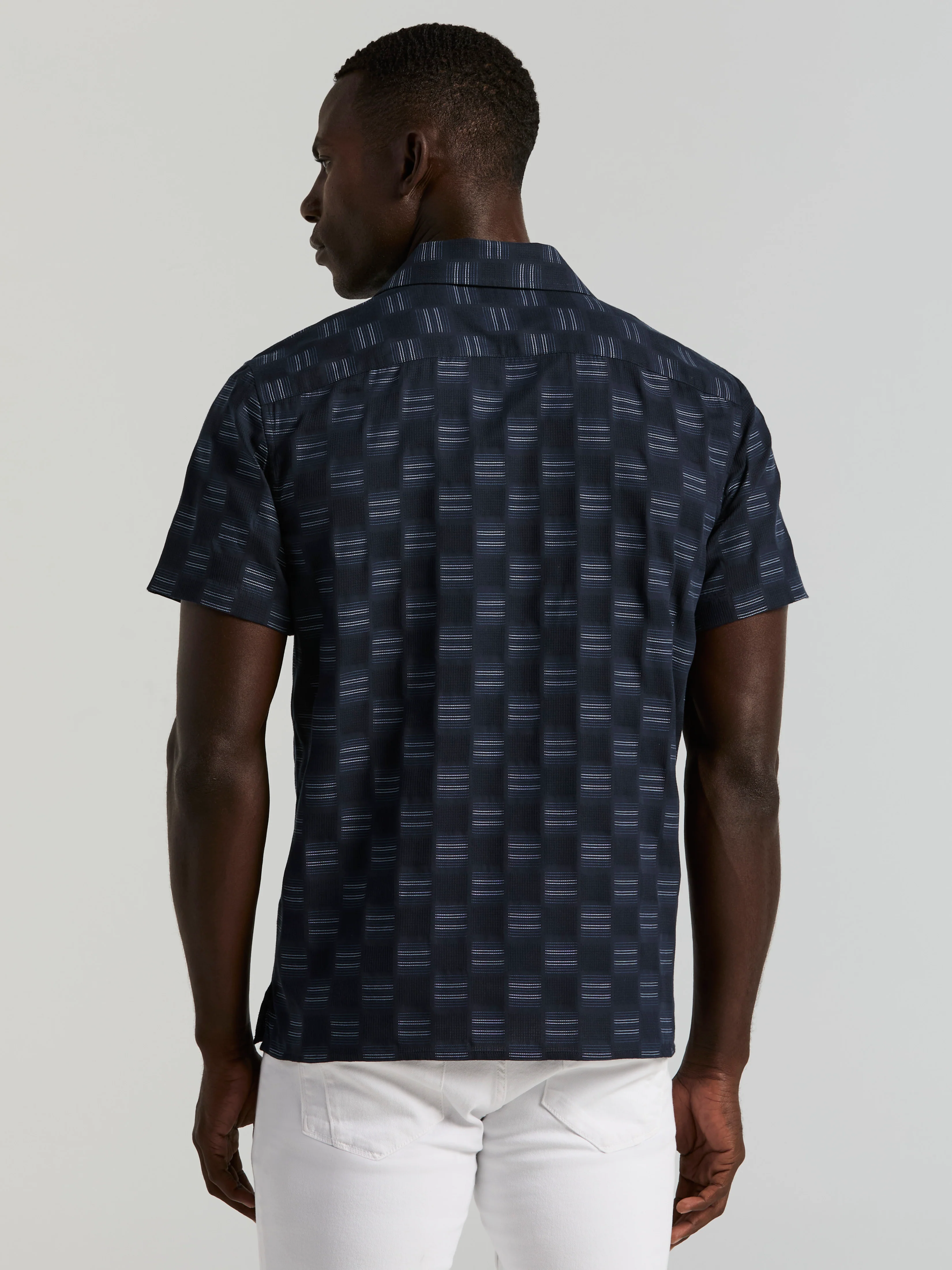 Cotton Clipped Dobby Camp Collar Shirt - Image 3