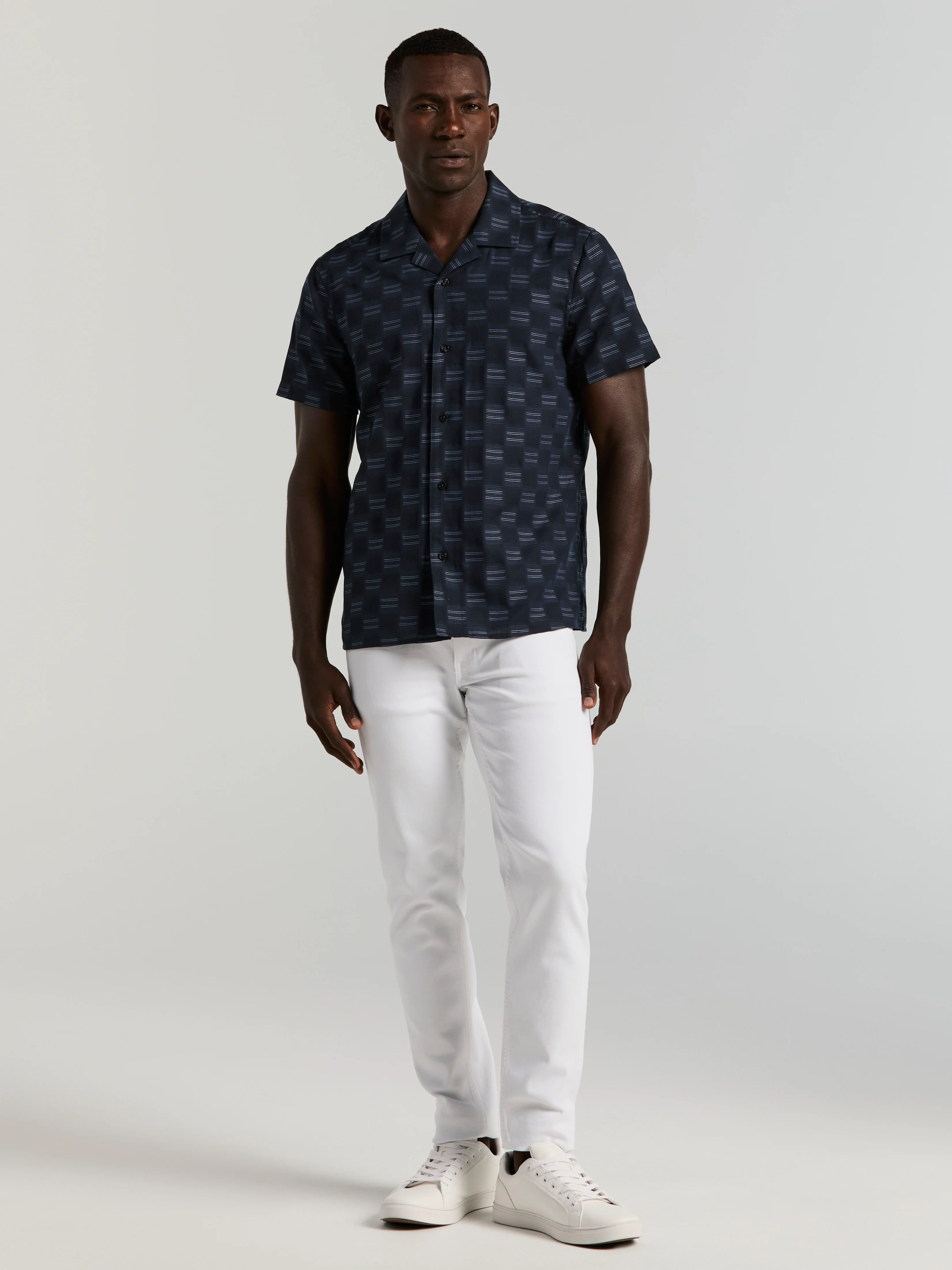Cotton Clipped Dobby Camp Collar Shirt - Image 4