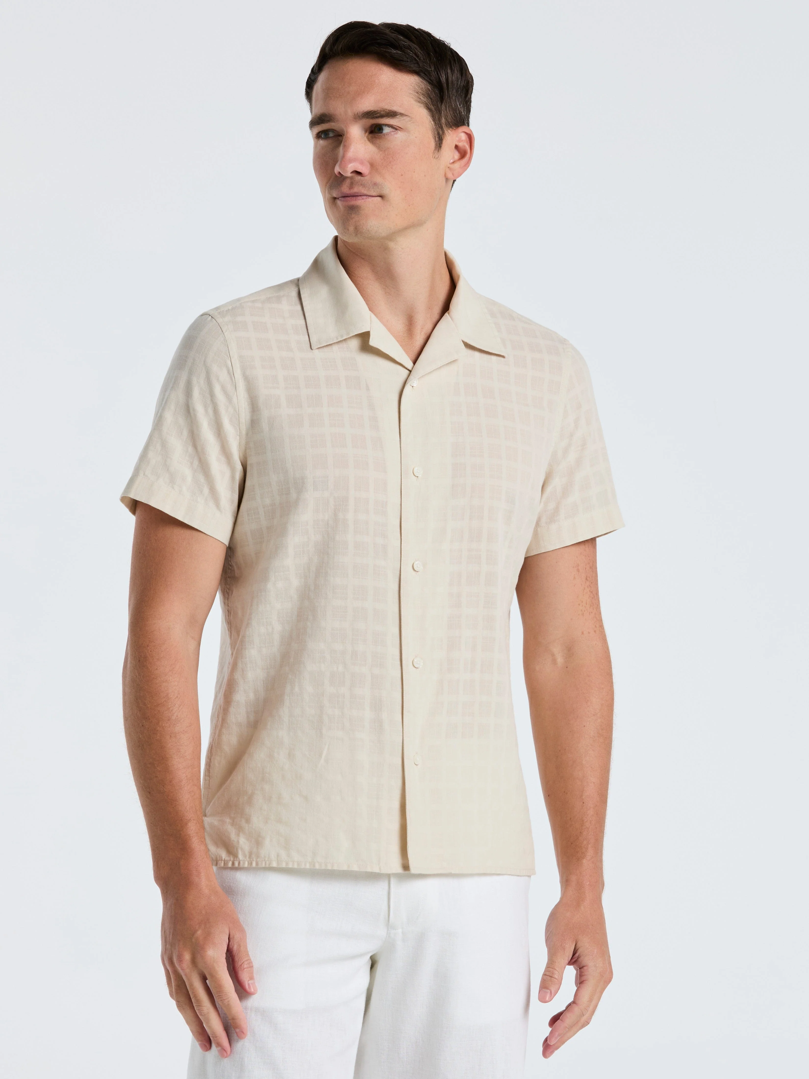 Cotton Dobby Plaid Shirt