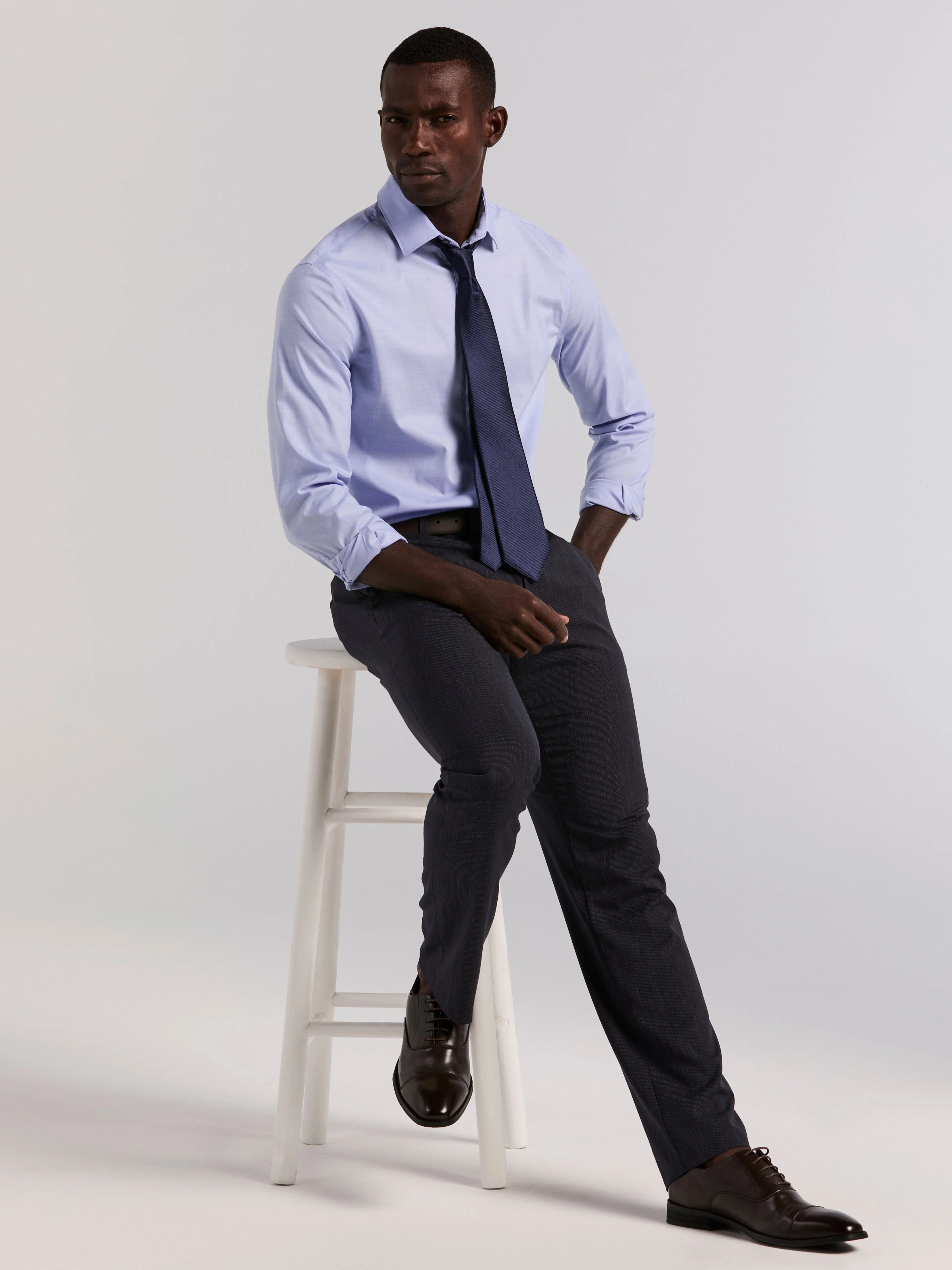 Cotton Blend Slim Fit Dress Shirt - Image 9