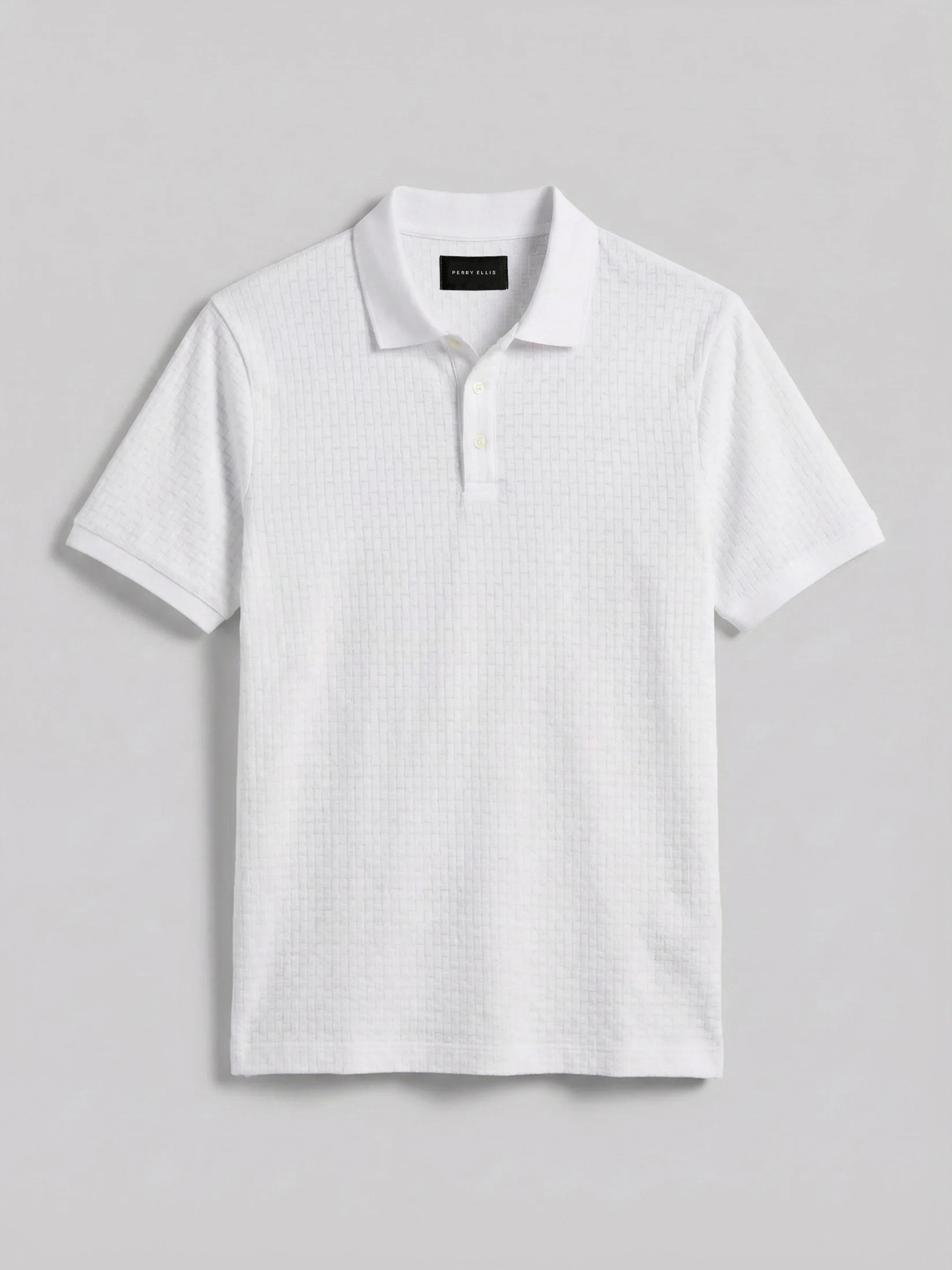 Textured Geometric 3 Button Polo - Image 6