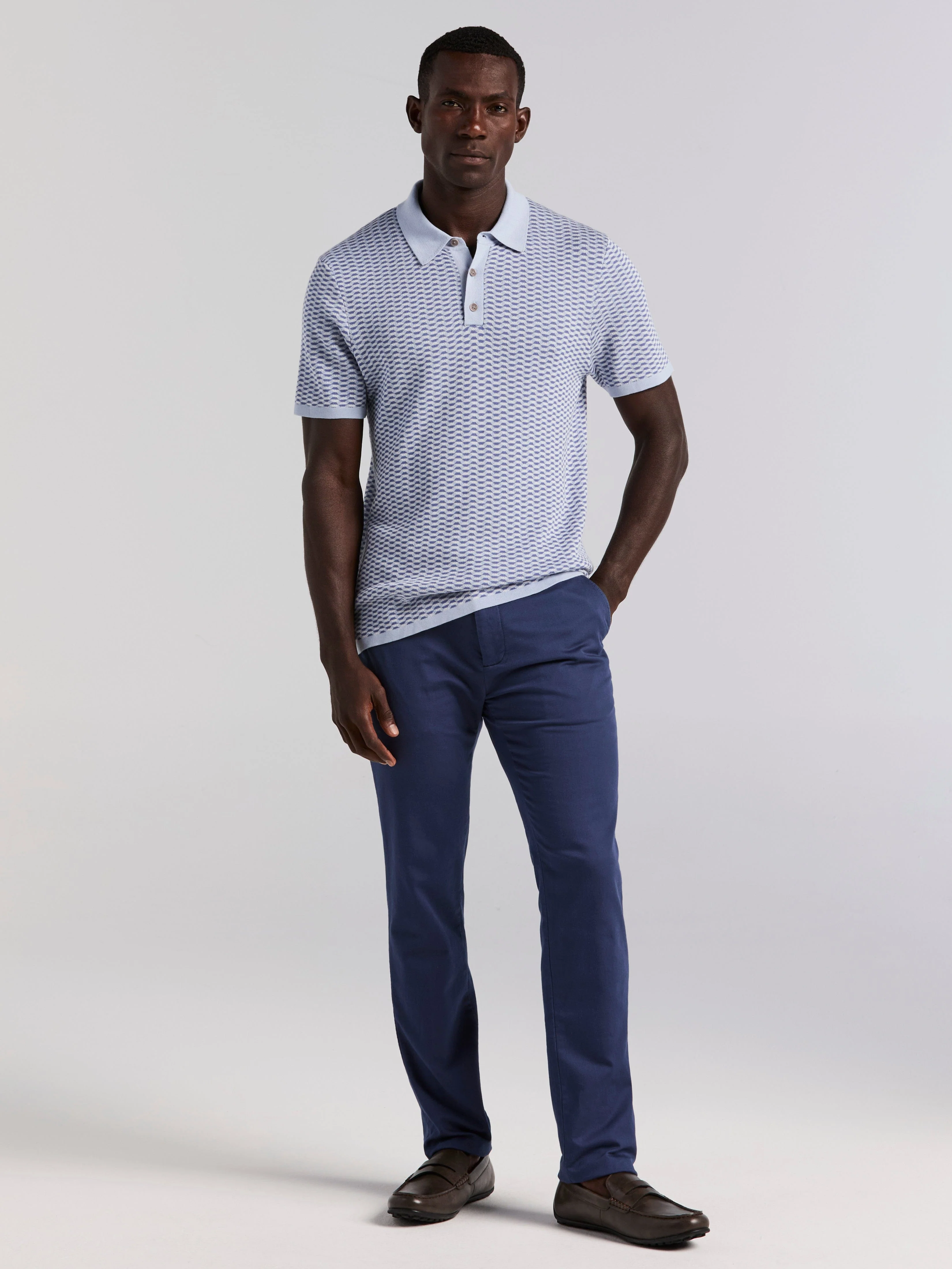 Cotton Modal Geo Polo Sweater - Image 4