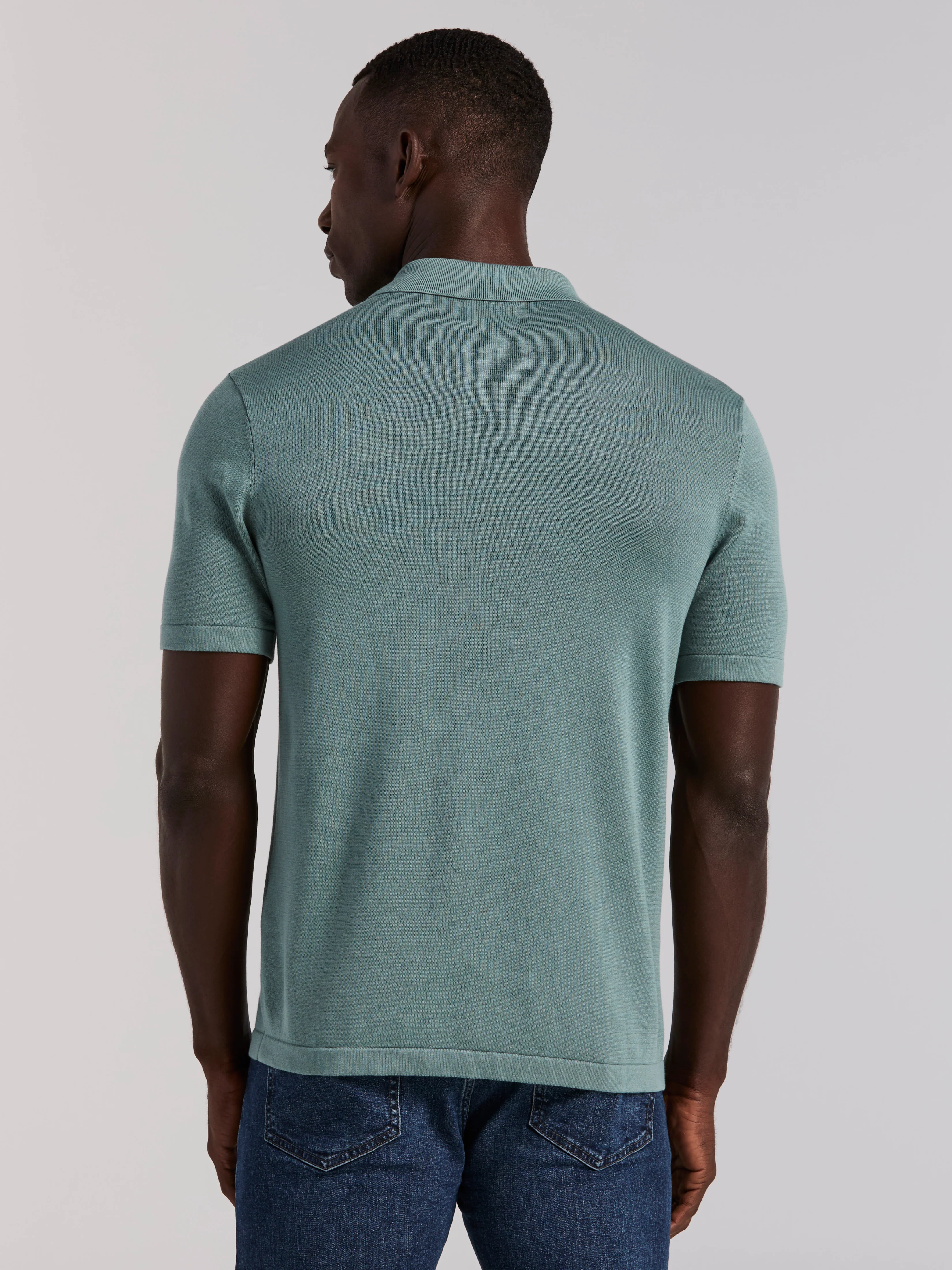 Cotton Modal Striped Zip Sweater Polo - Image 11
