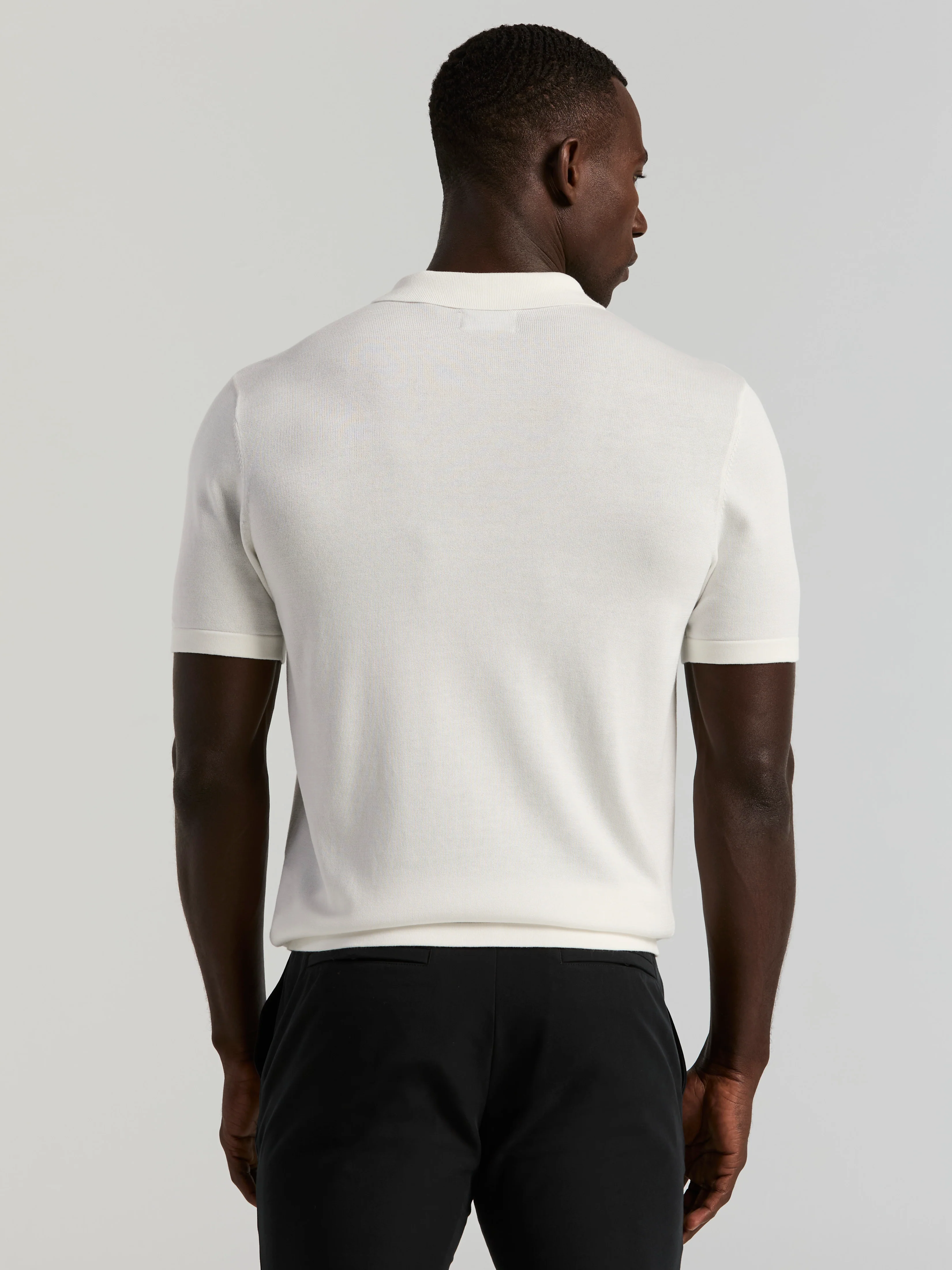 Cotton Modal Striped Zip Sweater Polo - Image 4