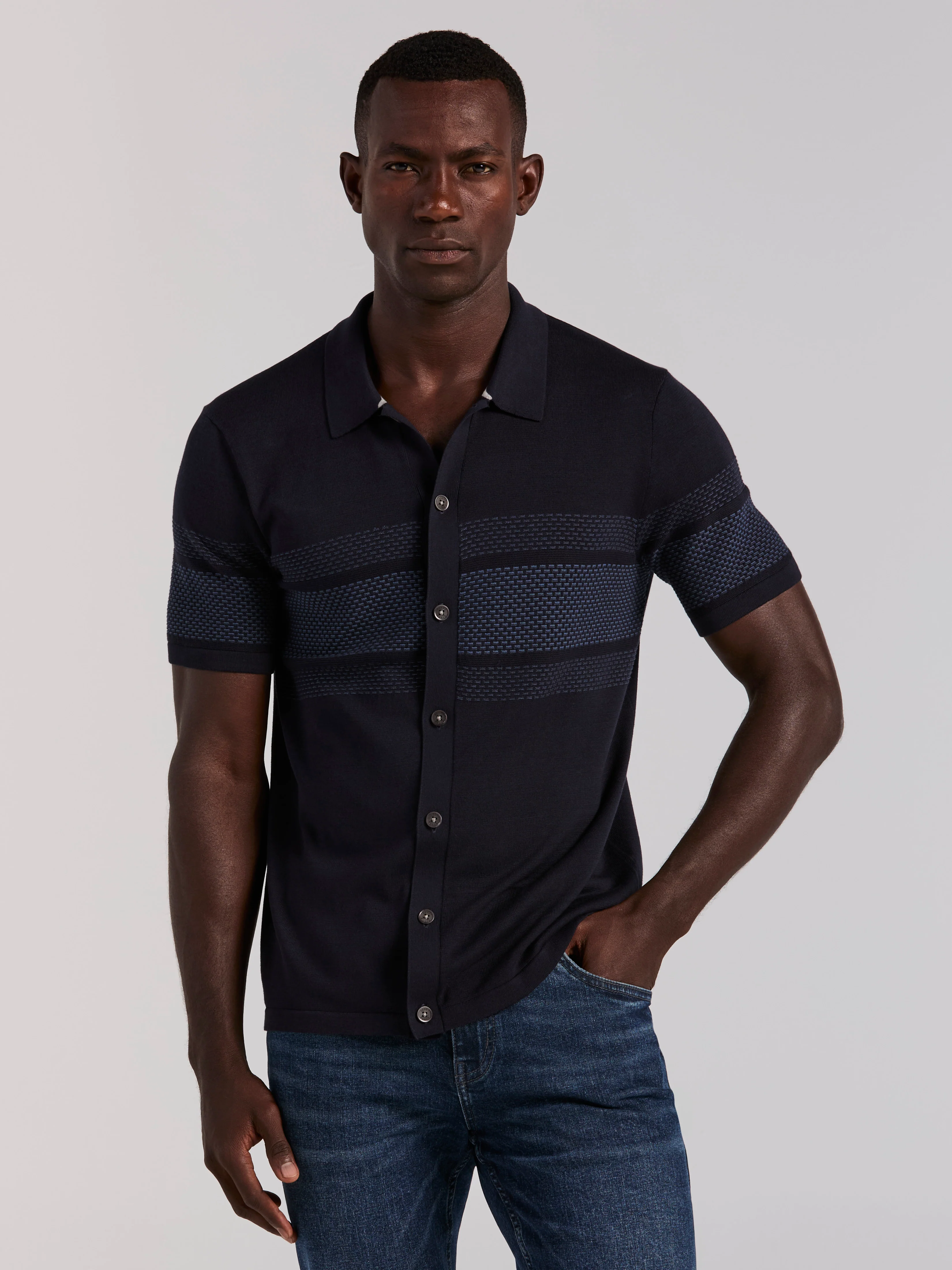 Cotton Modal Textured Button Front Sweater