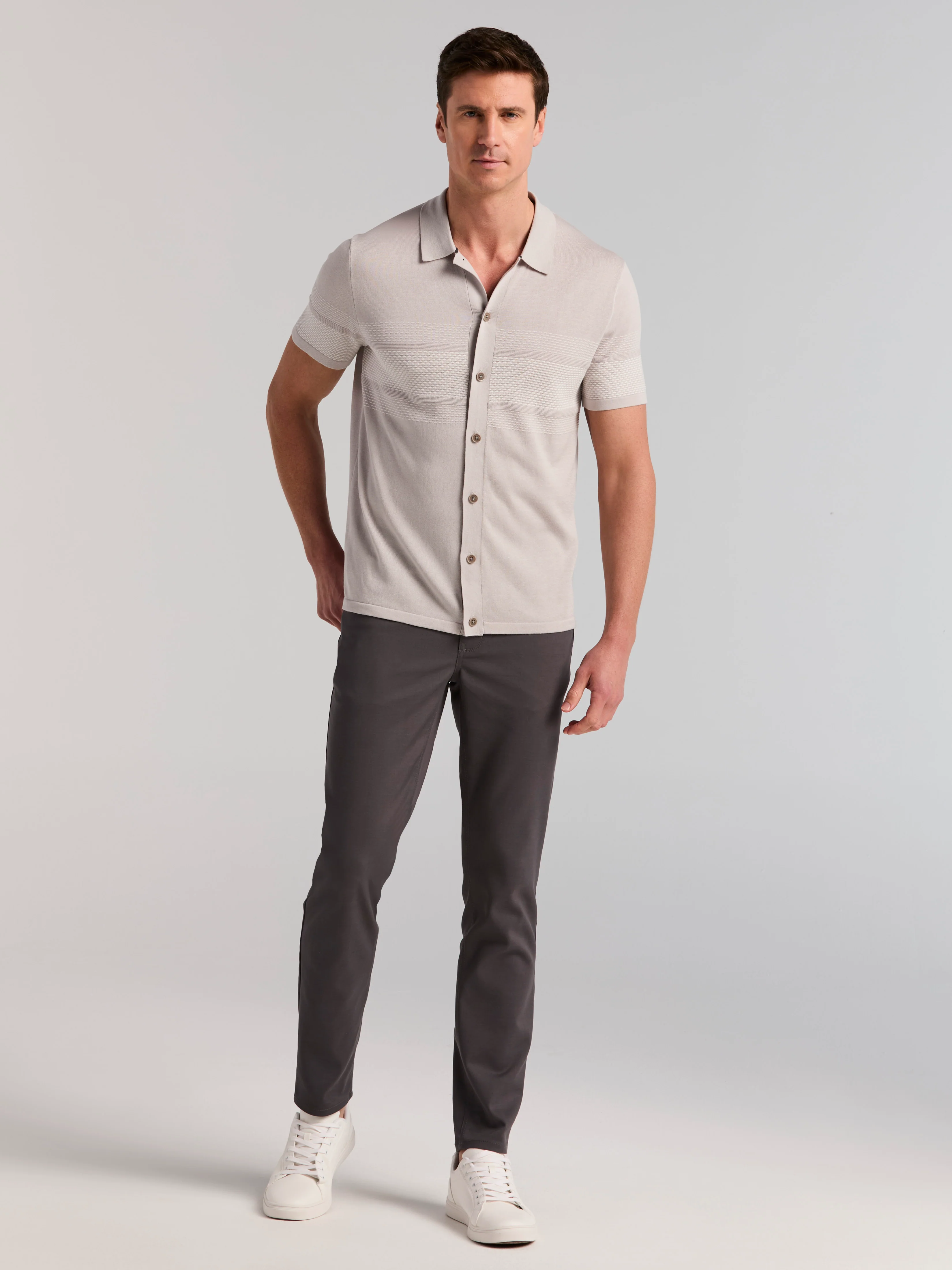 Cotton Modal Textured Button Front Sweater - Image 10