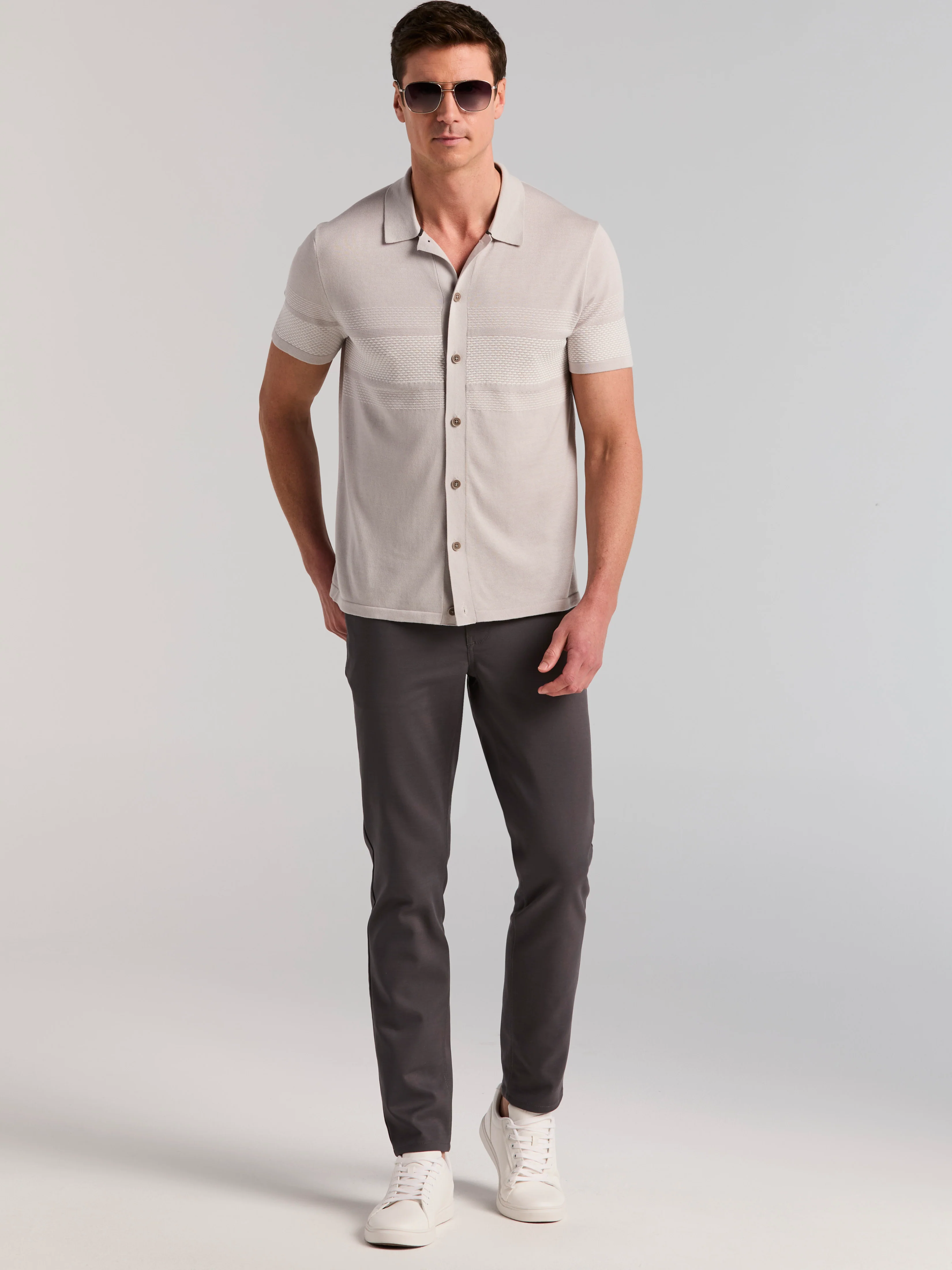 Cotton Modal Textured Button Front Sweater - Image 11