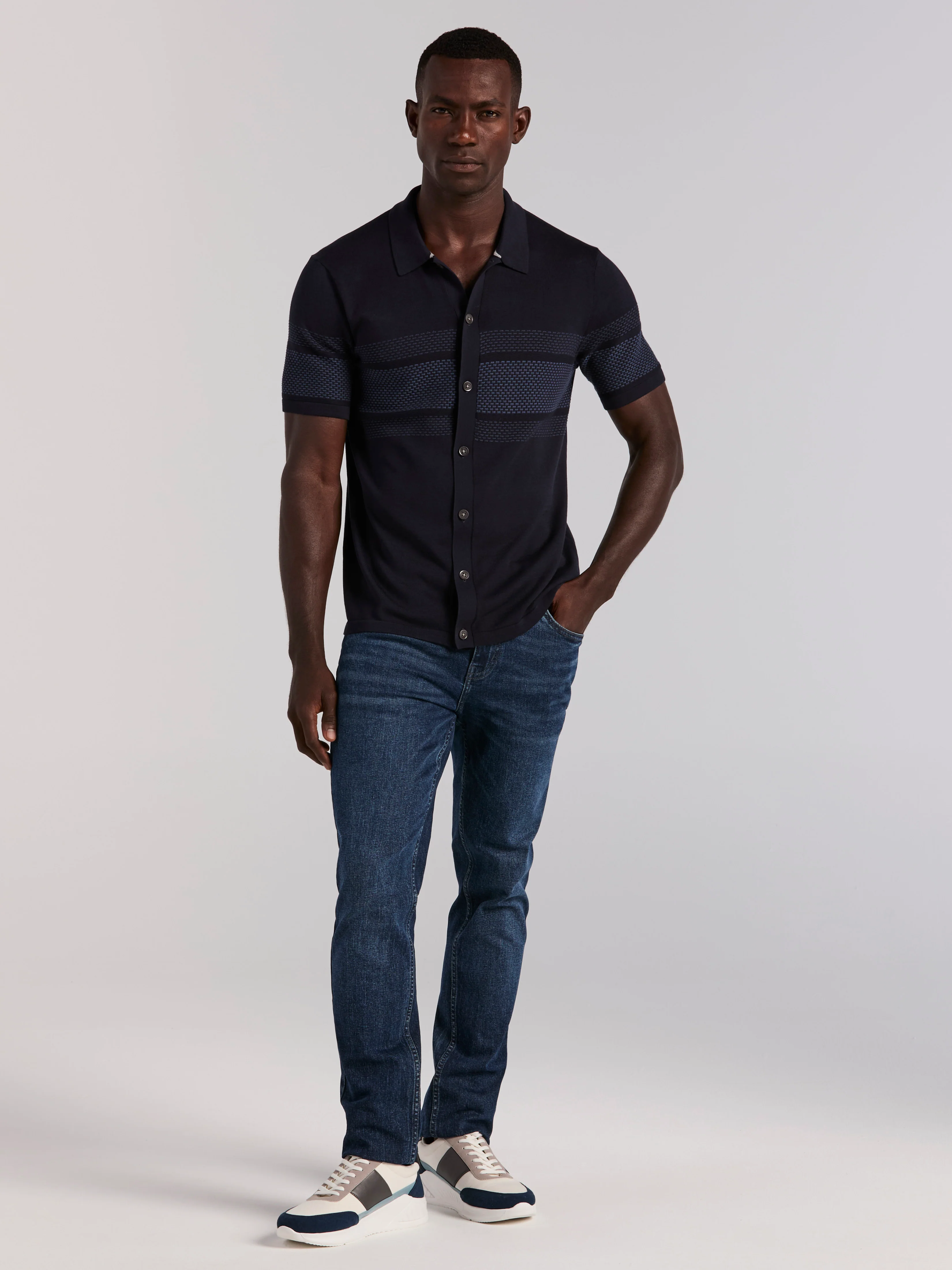 Cotton Modal Textured Button Front Sweater - Image 5