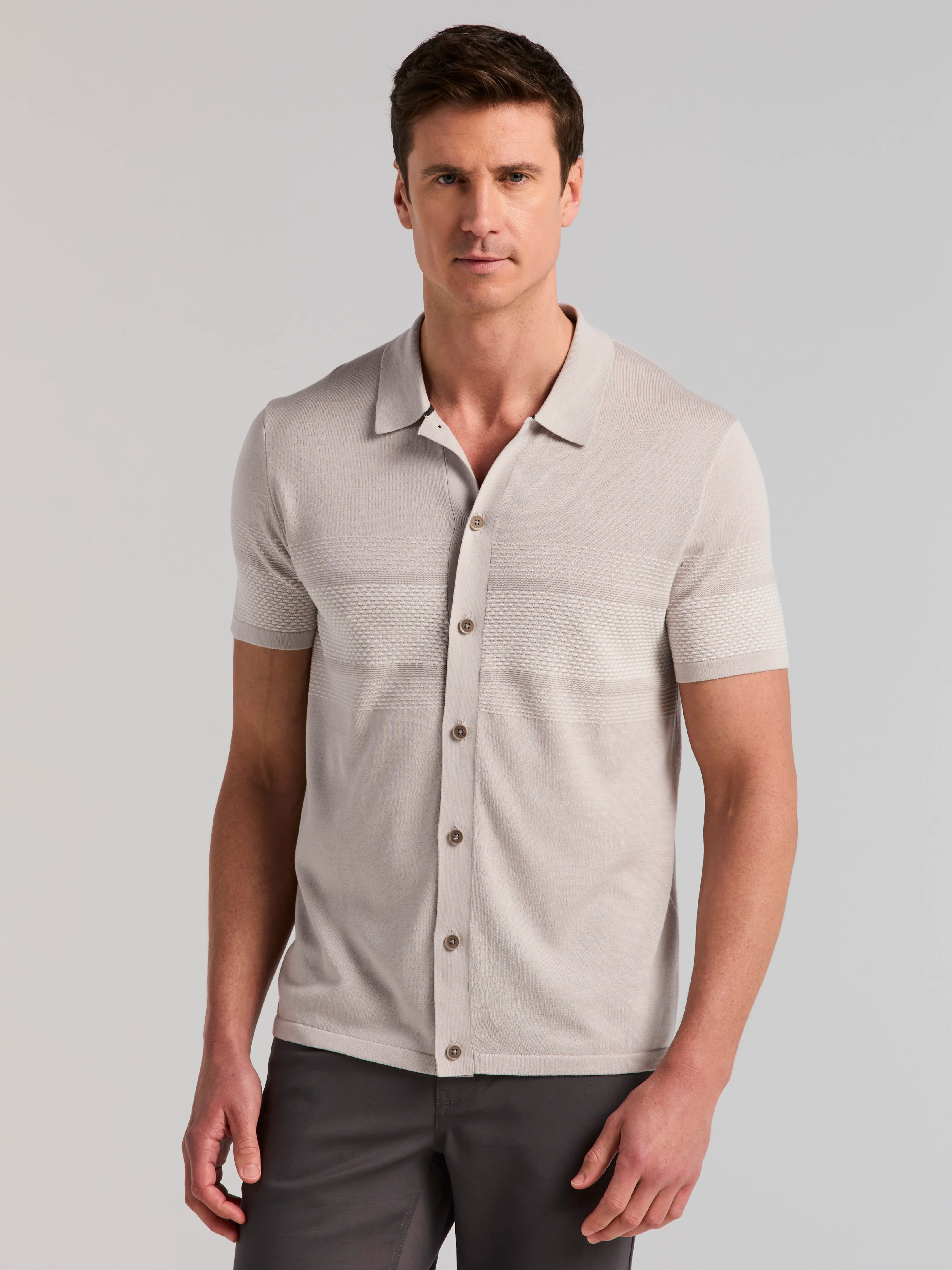 Cotton Modal Textured Button Front Sweater - Image 7
