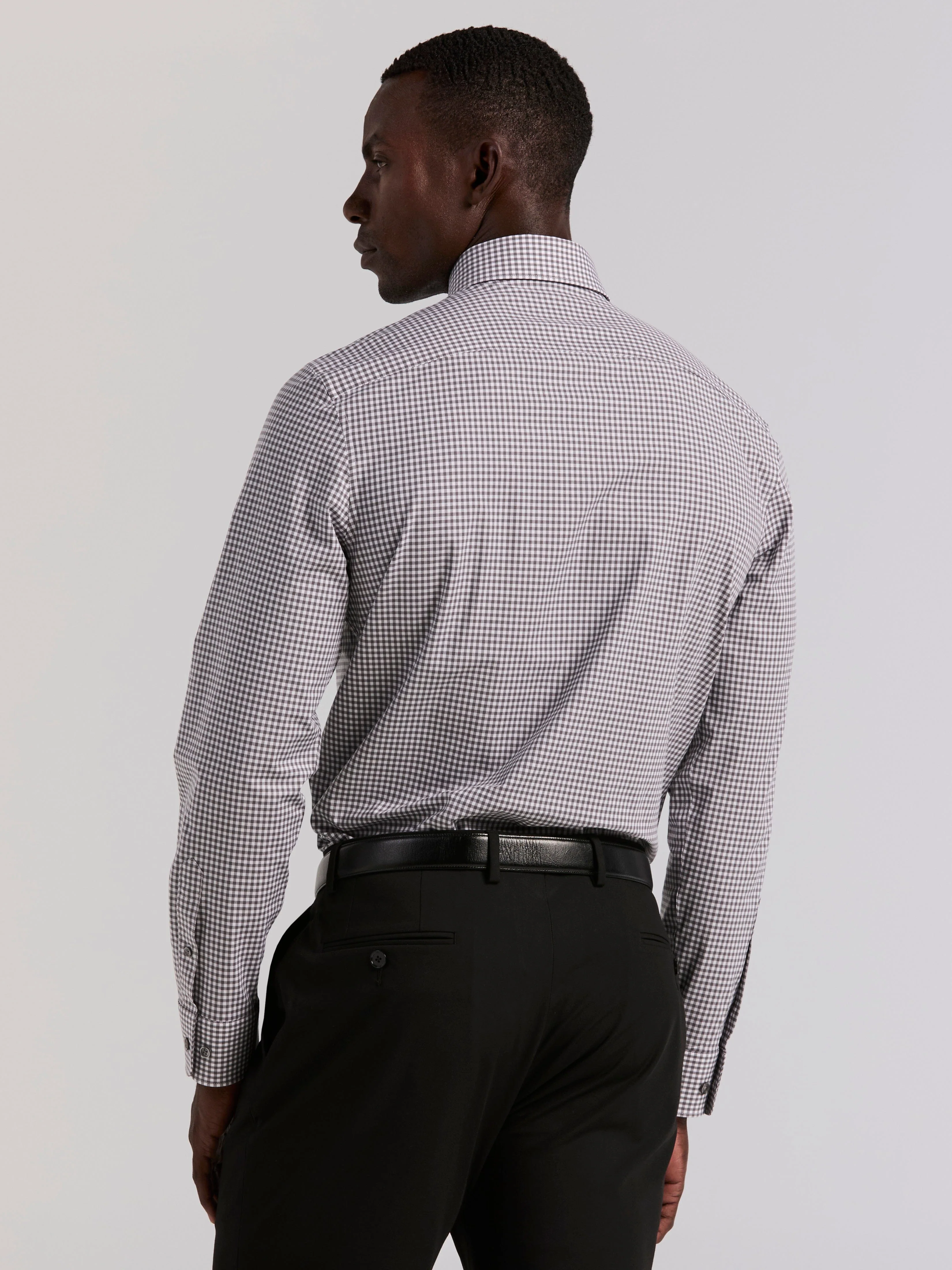 Slim Fit Gingham Cotton Dress Shirt - Image 3