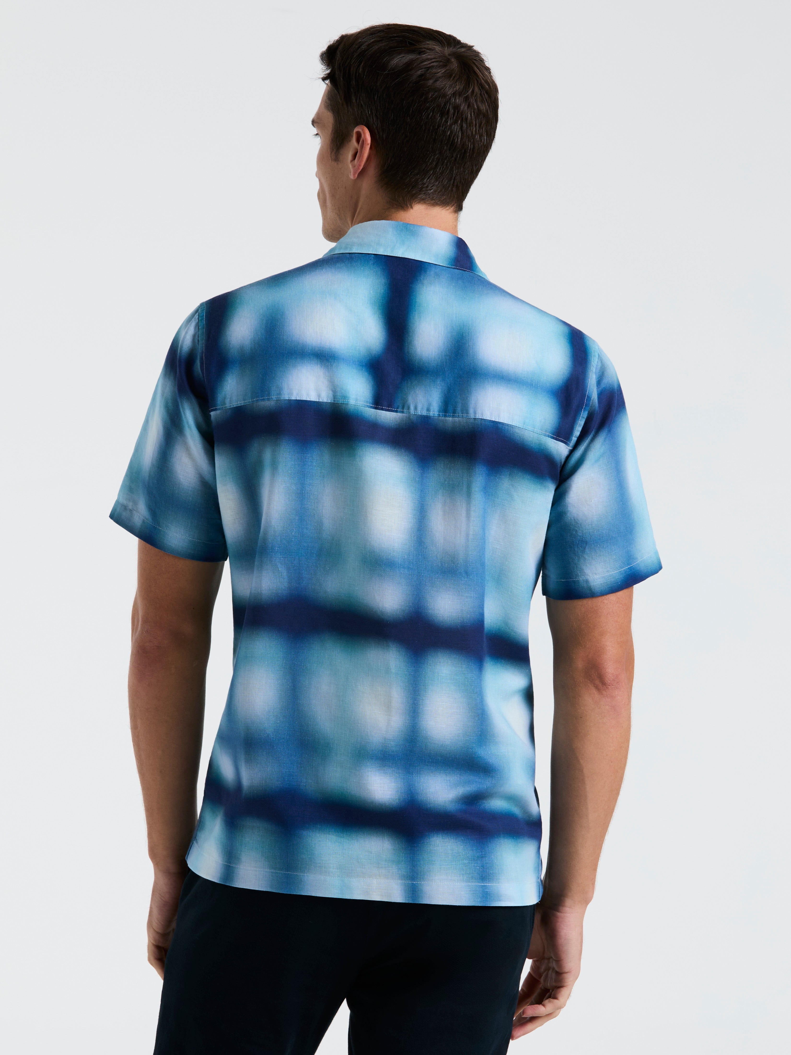 Linen Slub Plaid Print Shirt - Image 3