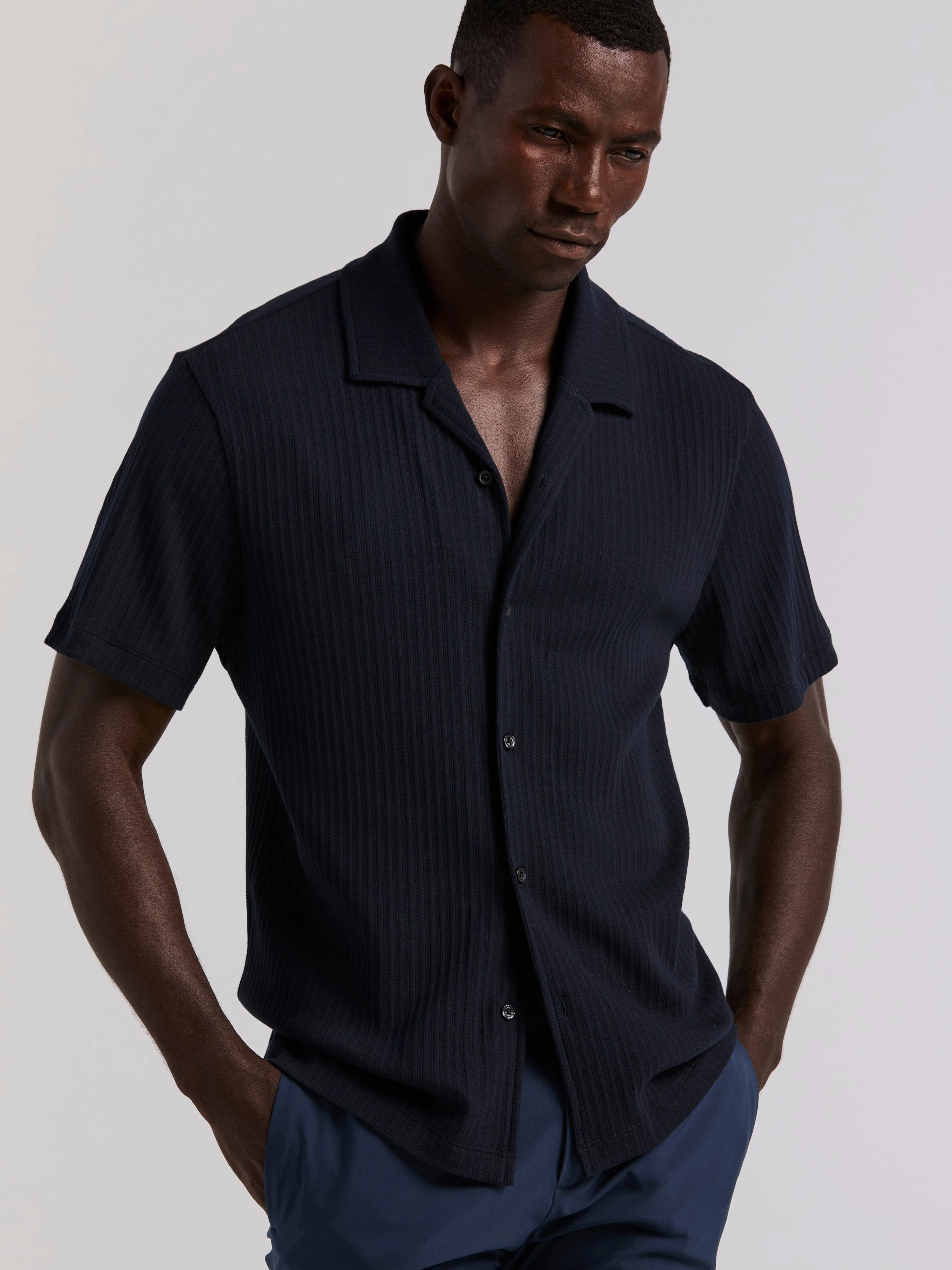 Vertical Stripe Jacquard Button Front Knit - Image 3