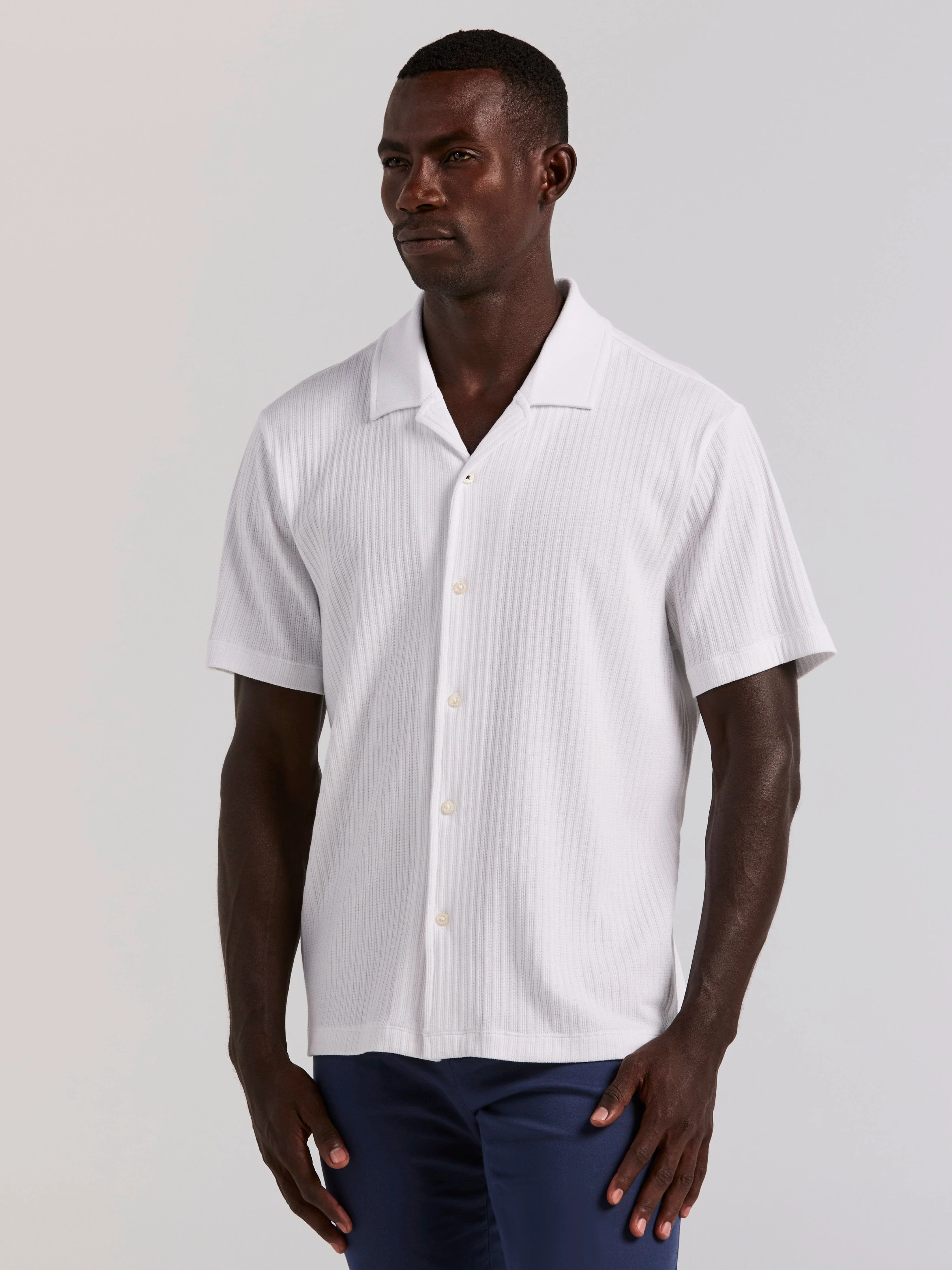 Vertical Stripe Jacquard Button Front Knit - Image 7