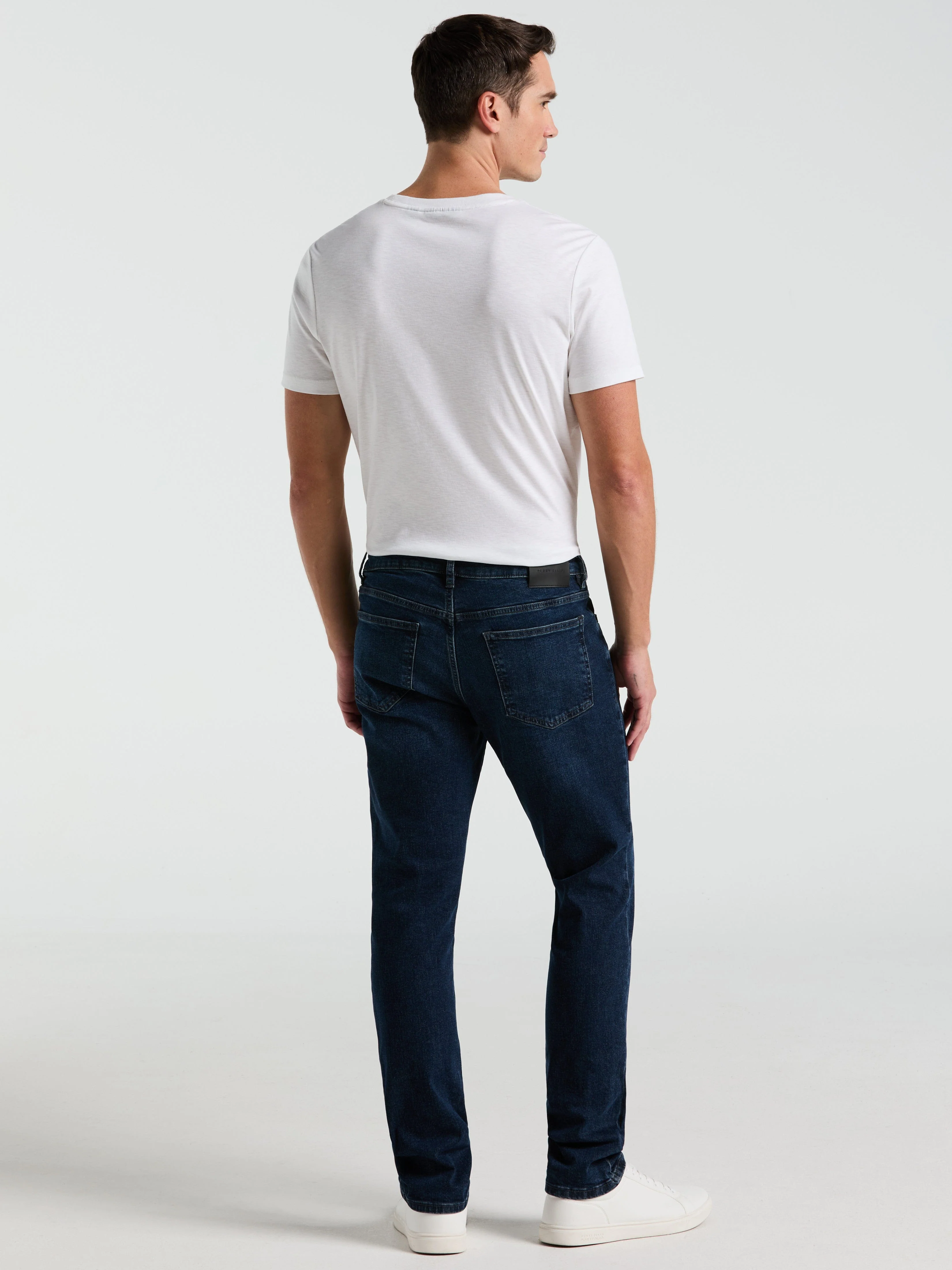 Slim Fit Dark Wash Indigo 5-Pocket Denim Jeans - Image 4