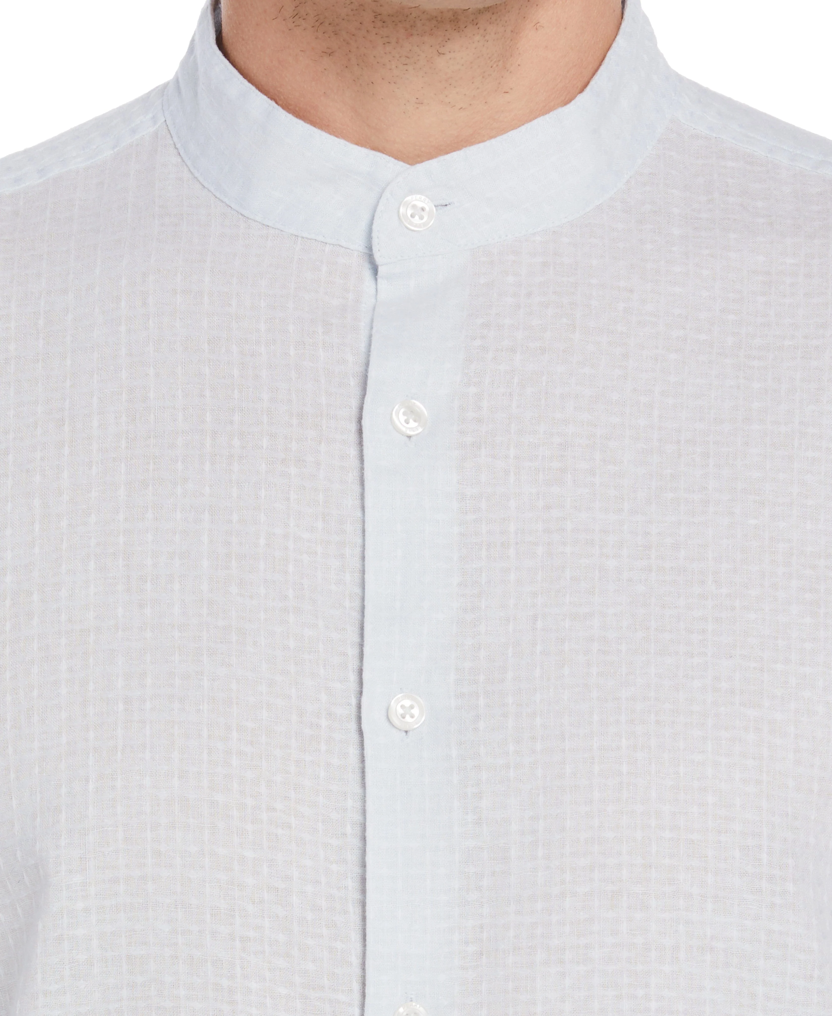 Dobby Linen Shirt with Band Collar - Image 3