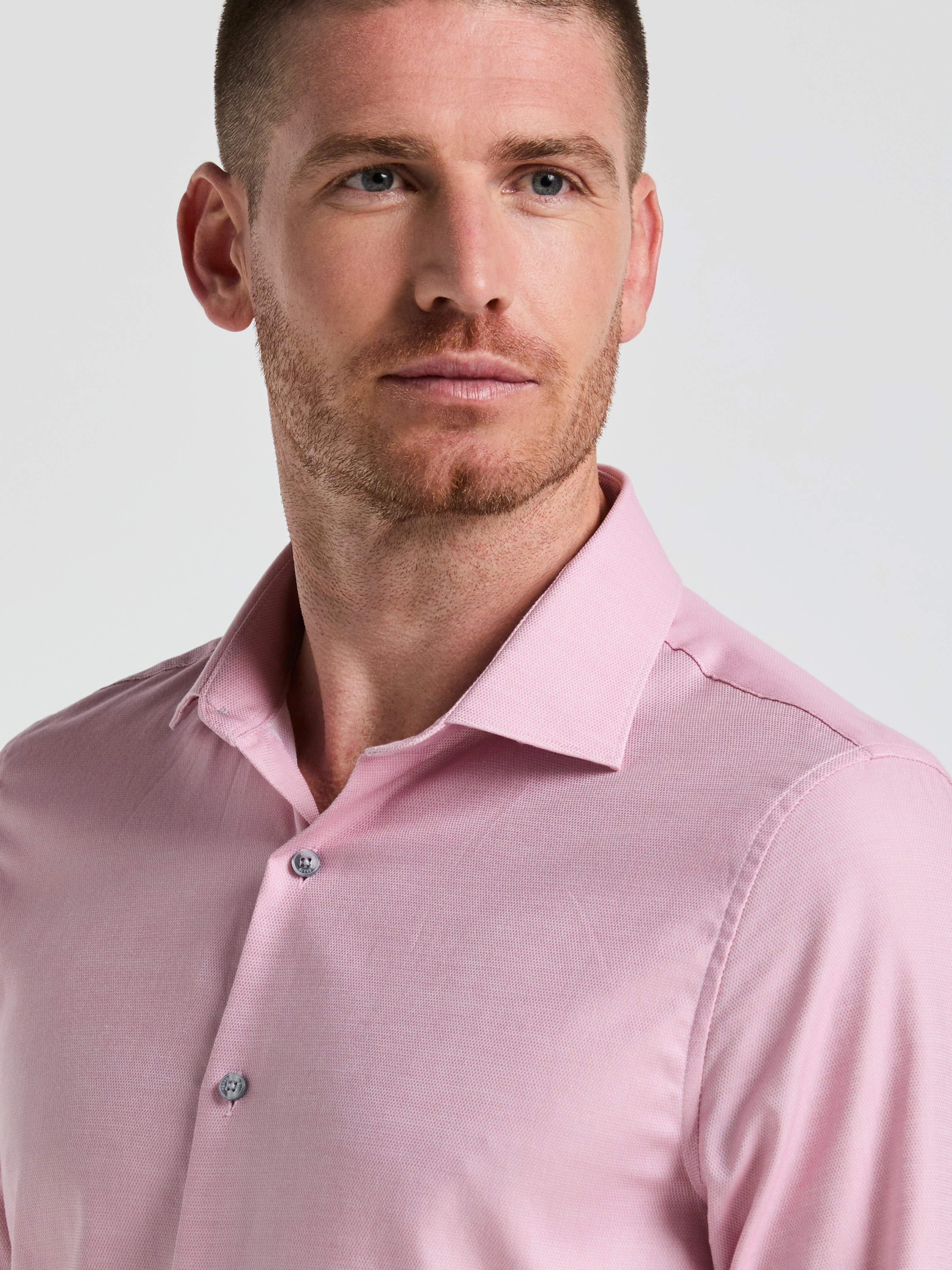 Dobby Micro Diamond Print Dress Shirt - Image 4
