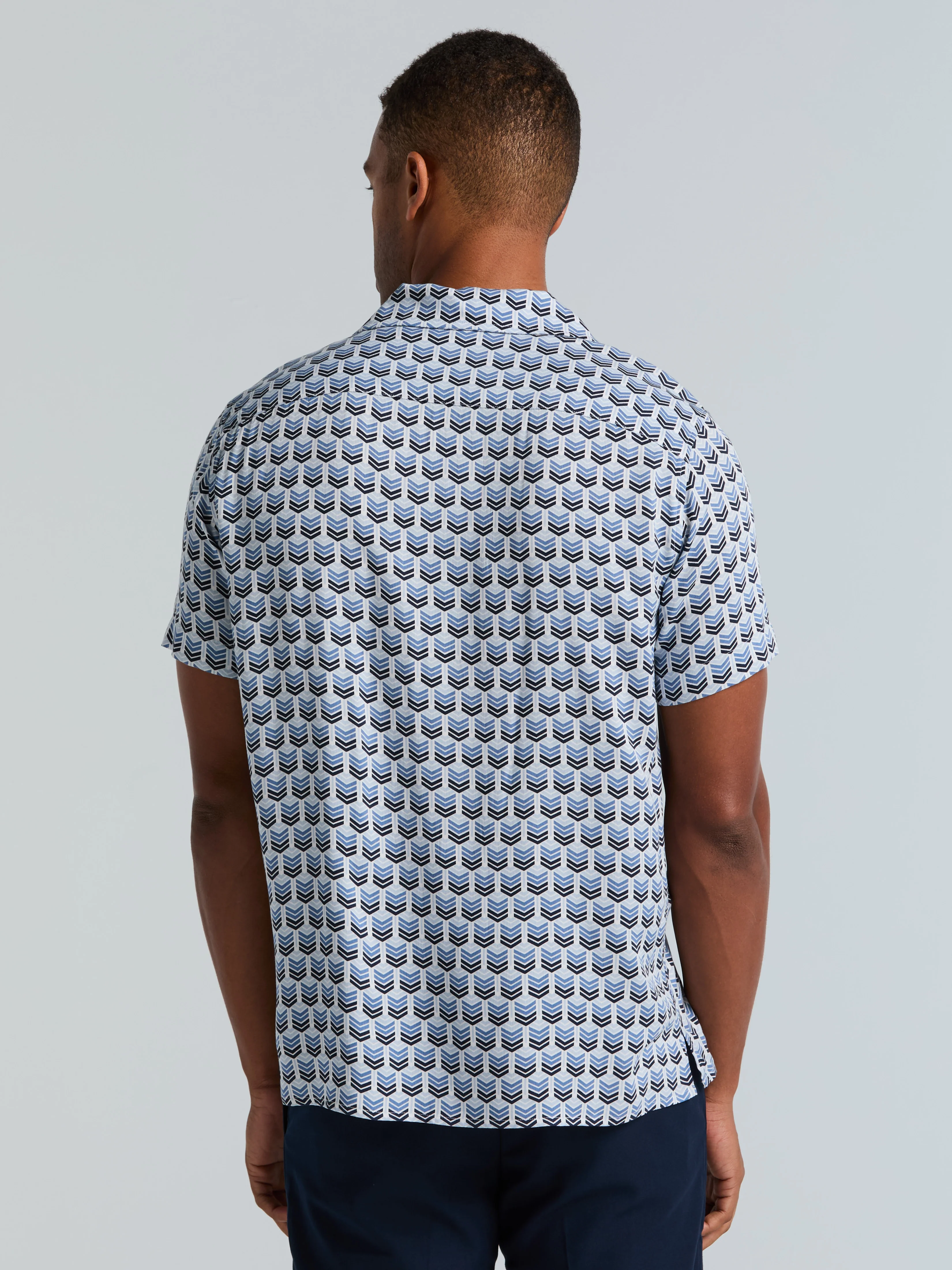 Dobby Print Camp Collar Shirt - Image 4