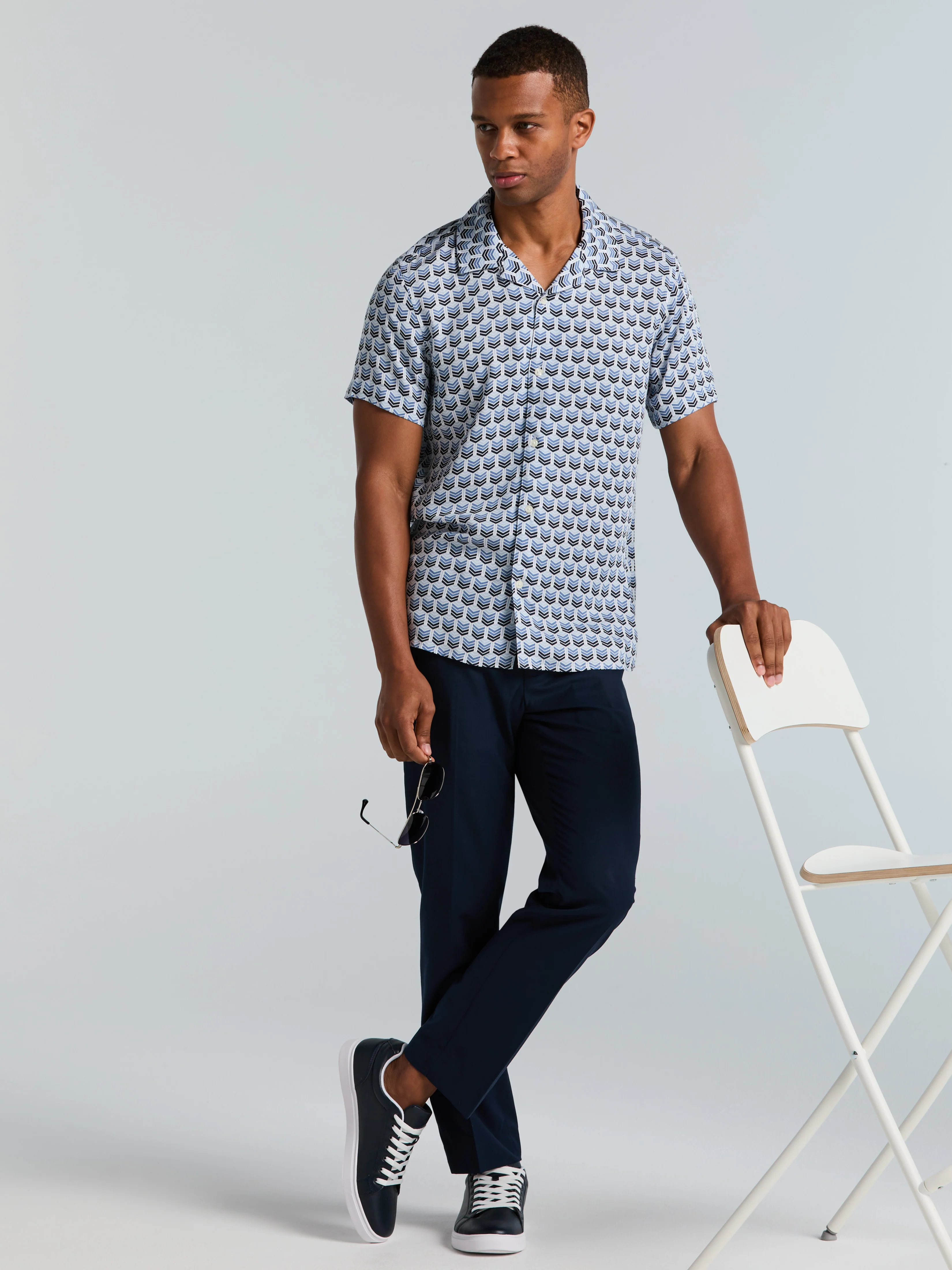Dobby Print Camp Collar Shirt - Image 6