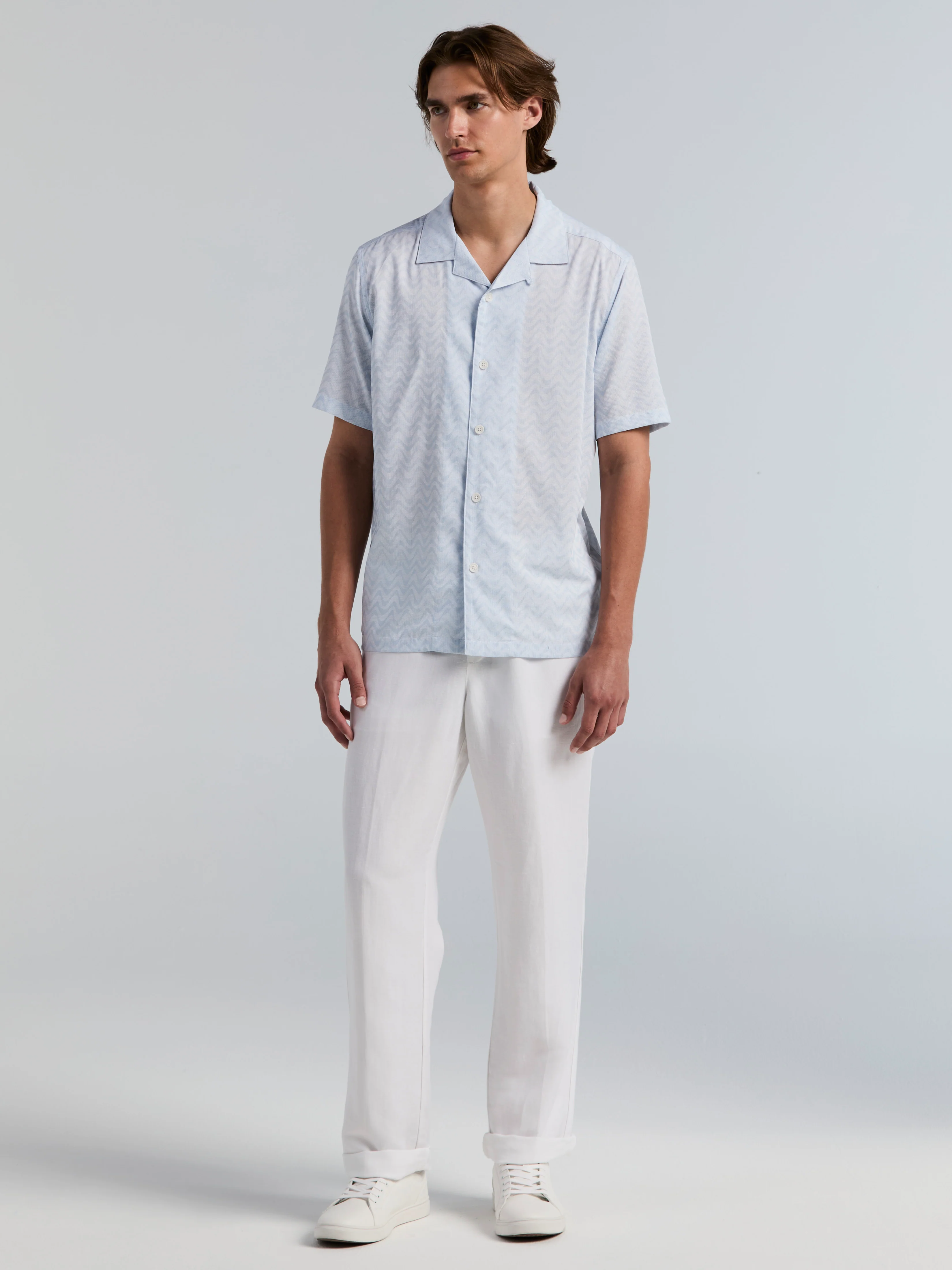 Textured Dobby Camp Collar Shirt - Image 4