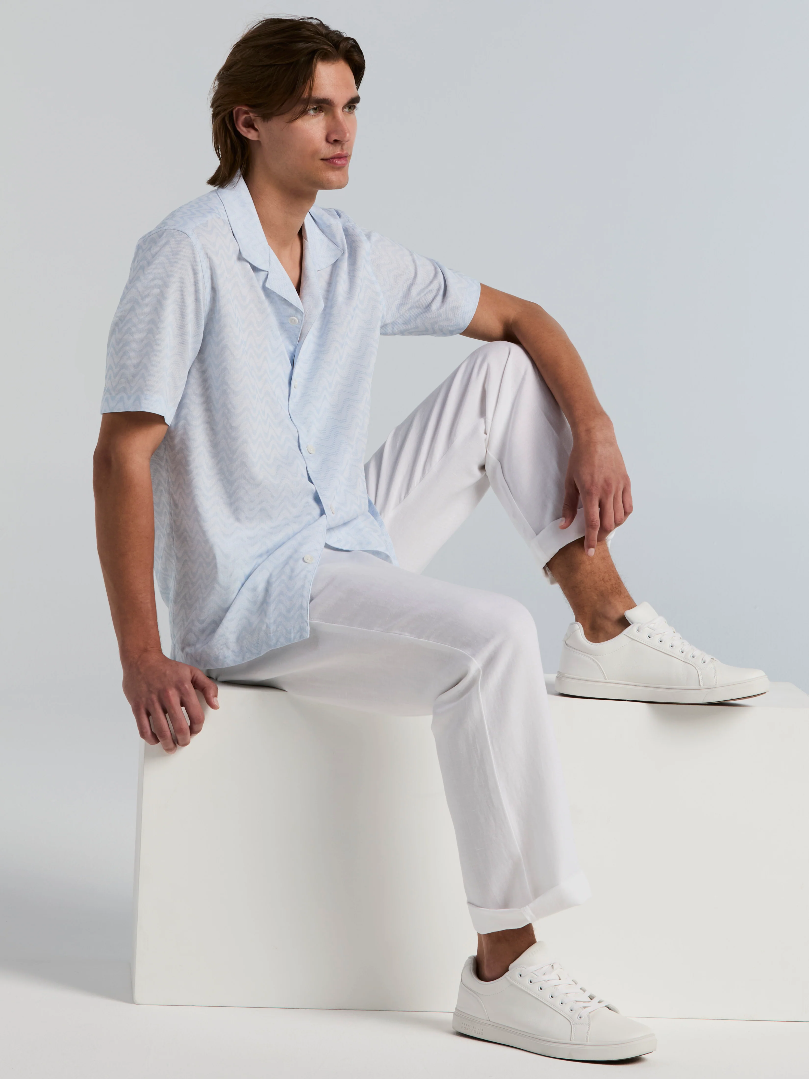 Textured Dobby Camp Collar Shirt - Image 5