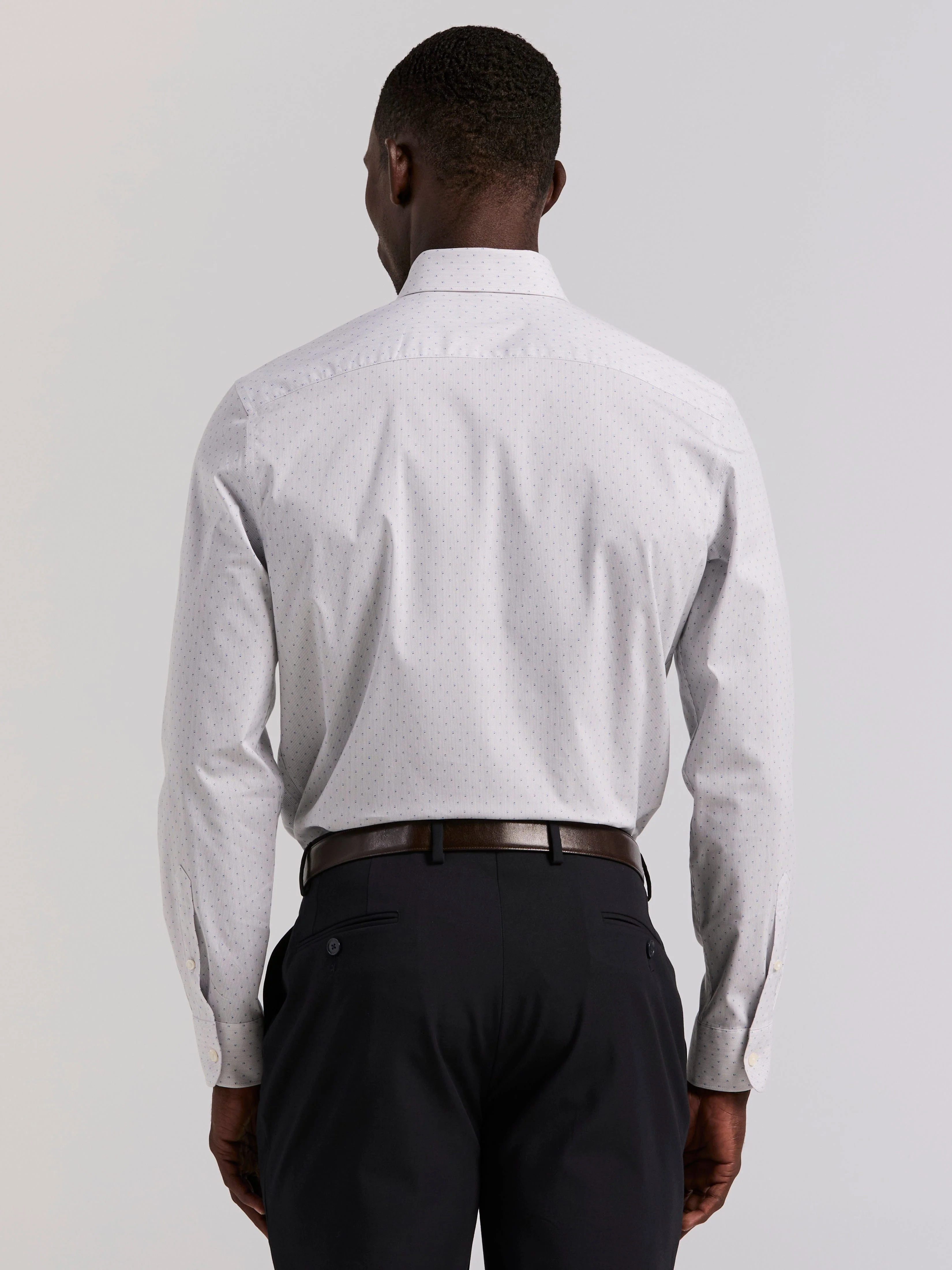 Slim Fit Dot Stripe Dress Shirt - Image 3