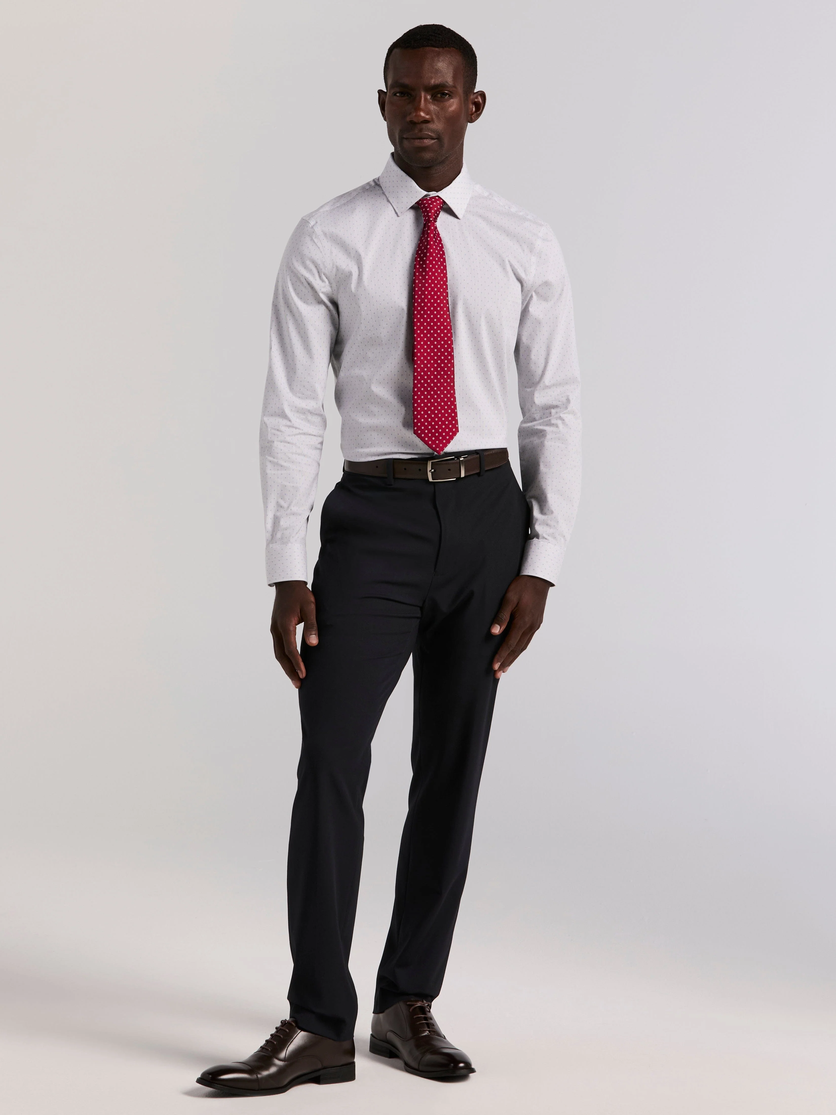 Slim Fit Dot Stripe Dress Shirt - Image 4