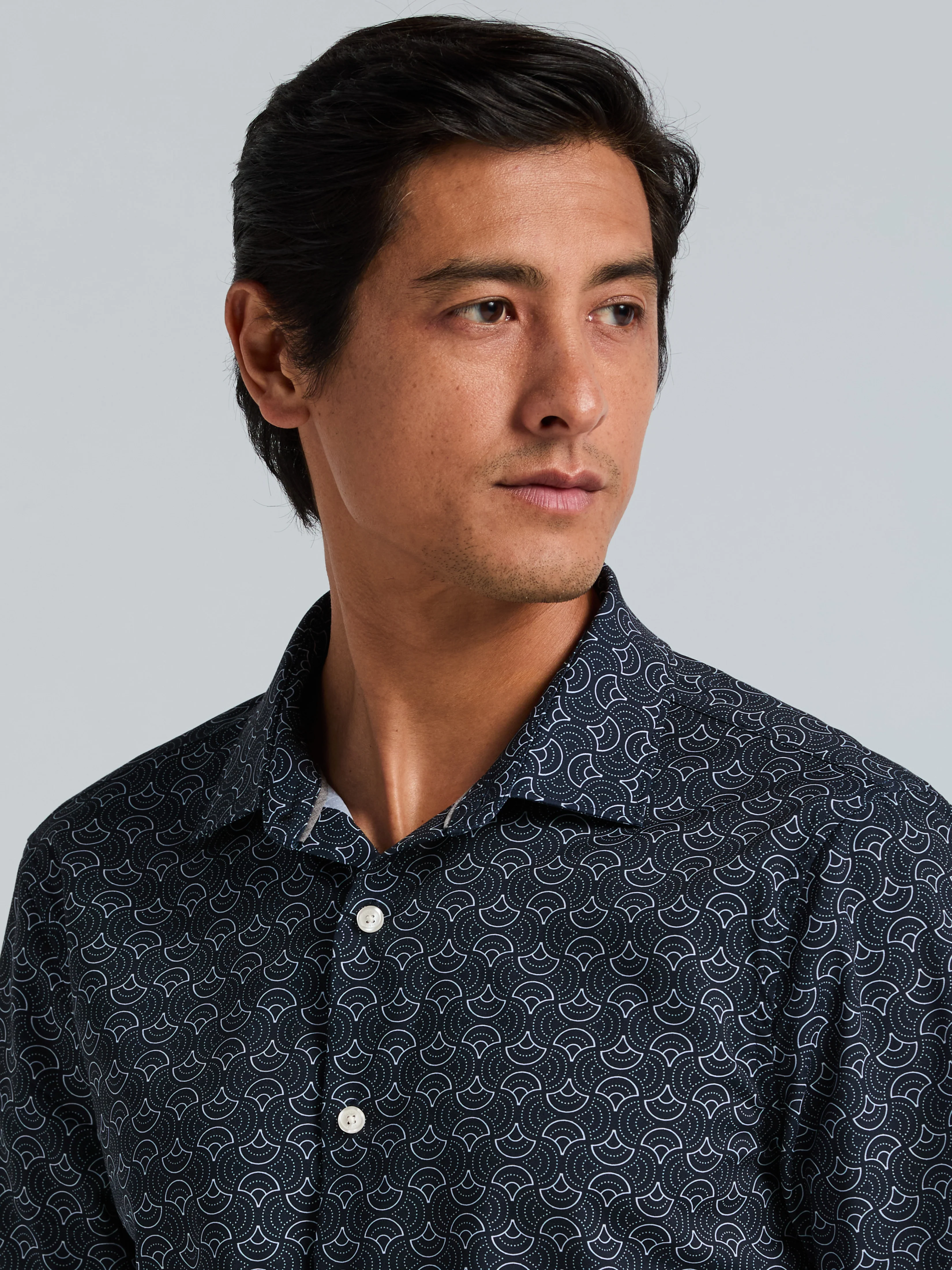 Dotted Wave Print Slim Fit Total Stretch Shirt - Image 2