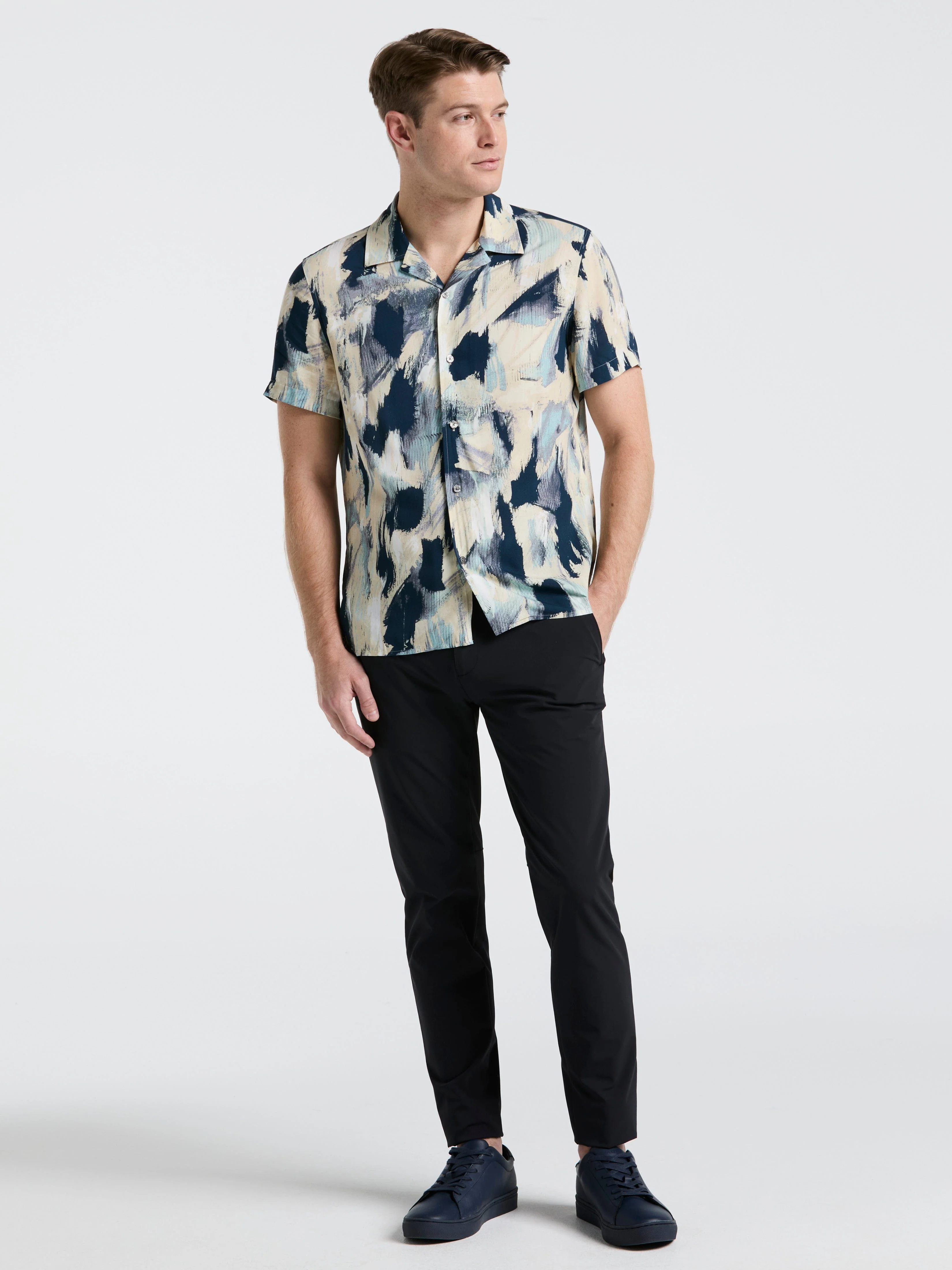 EcoVero™ Abstract Print Camp Collar Shirt - Image 2