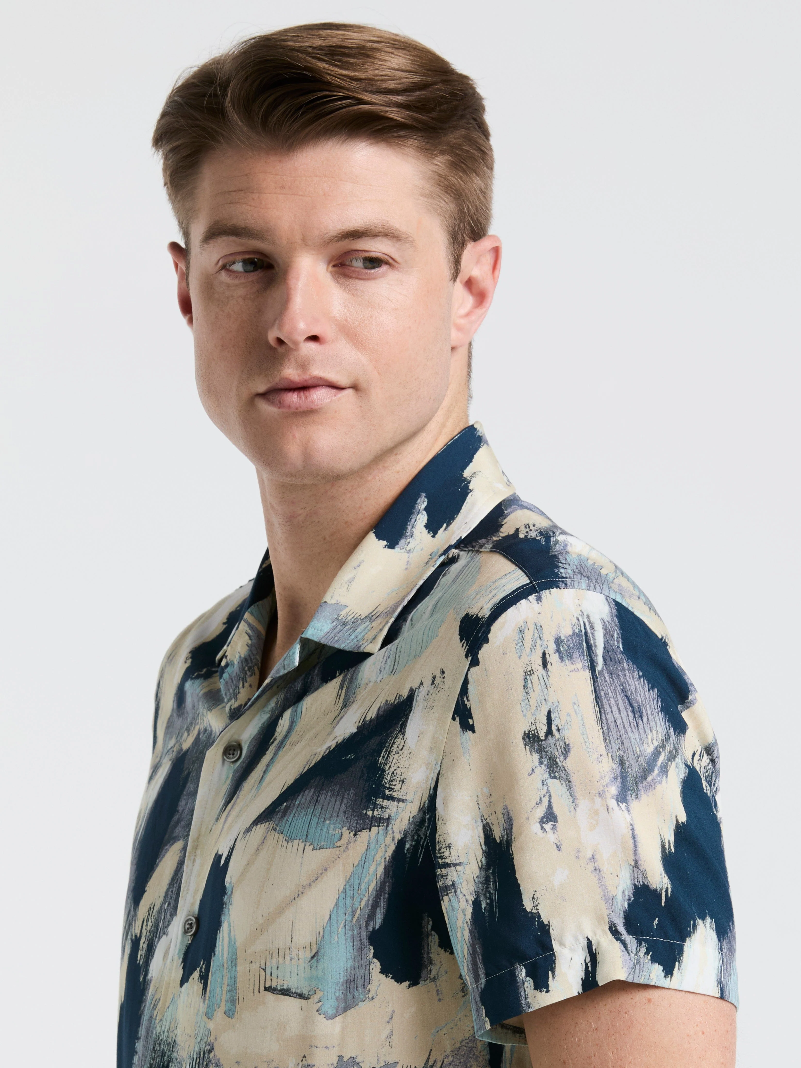 EcoVero™ Abstract Print Camp Collar Shirt - Image 4