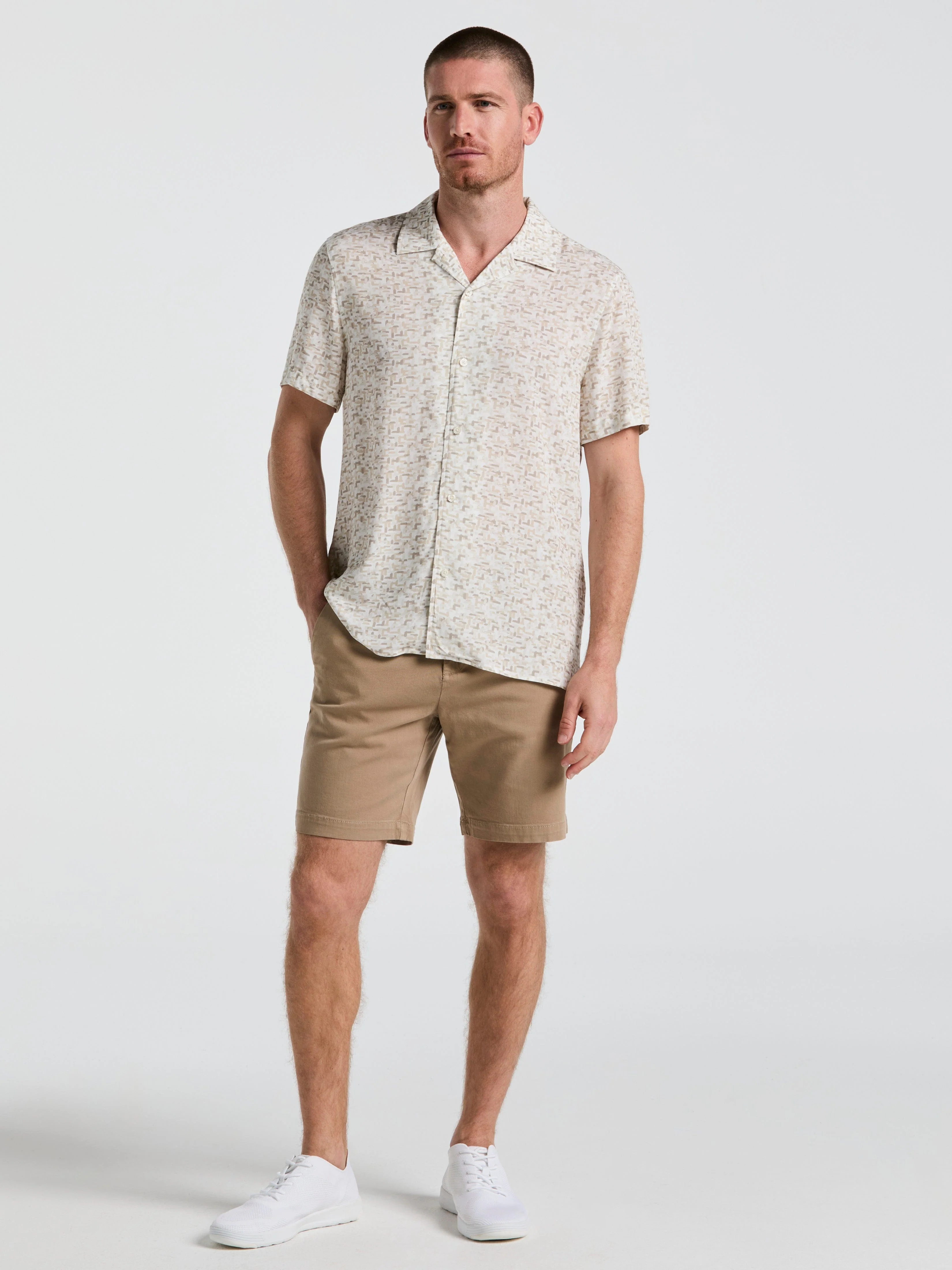 EcoVeroâ„¢ Brushstroke Print Camp Collar Shirt - Image 3