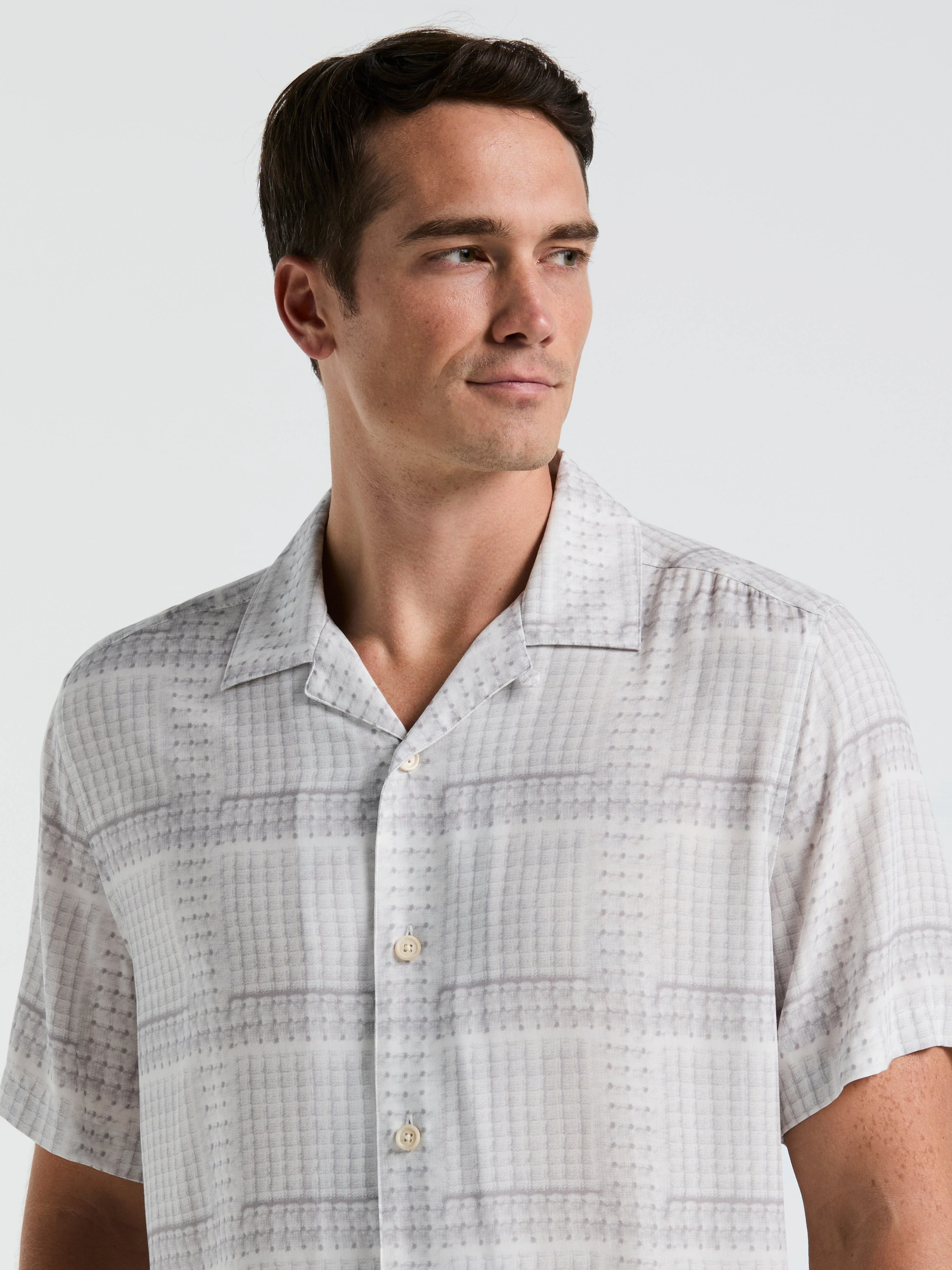 EcoVero™ Camp Collar Textured Print Shirt - Image 2