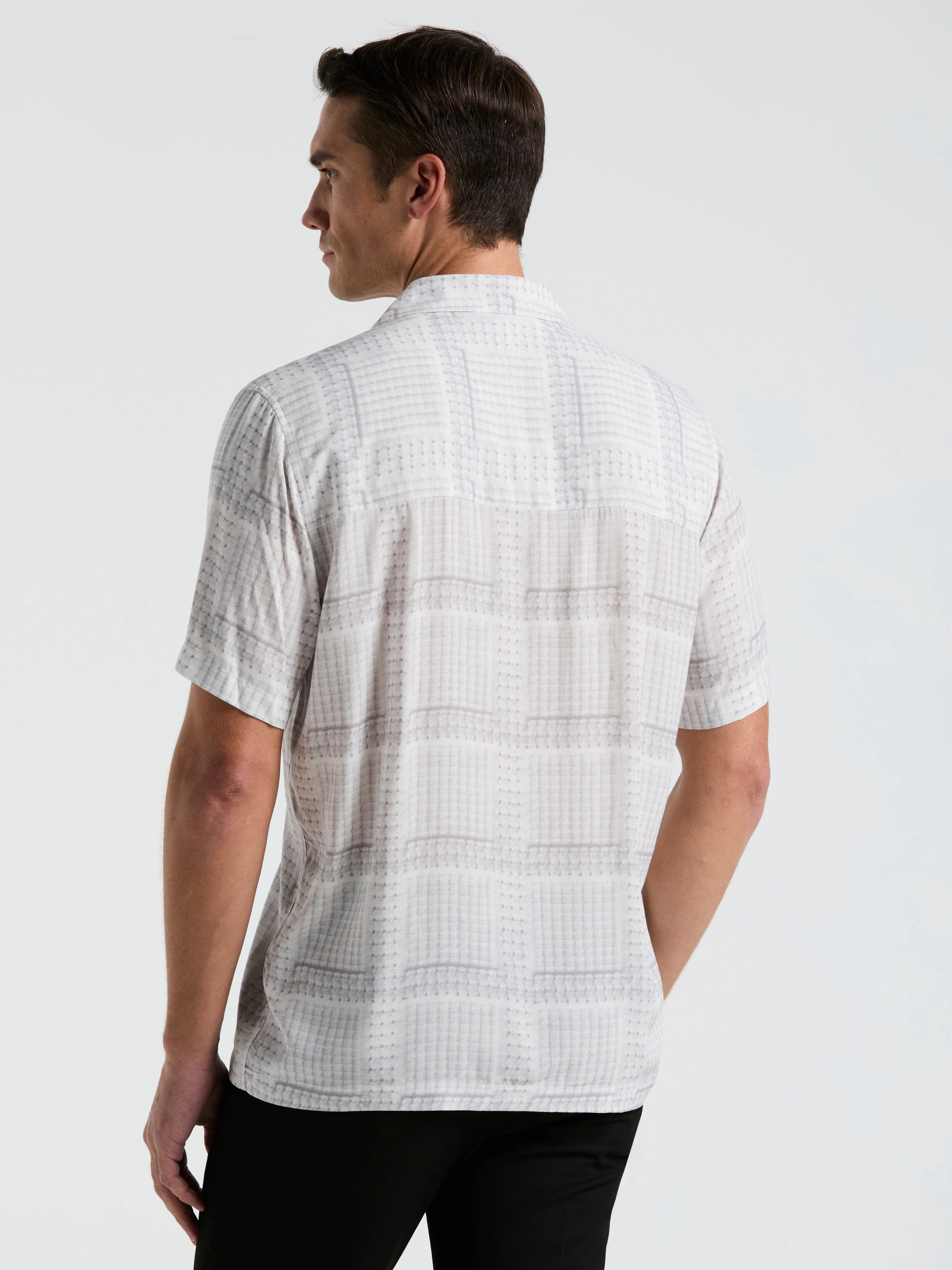 EcoVero™ Camp Collar Textured Print Shirt - Image 3