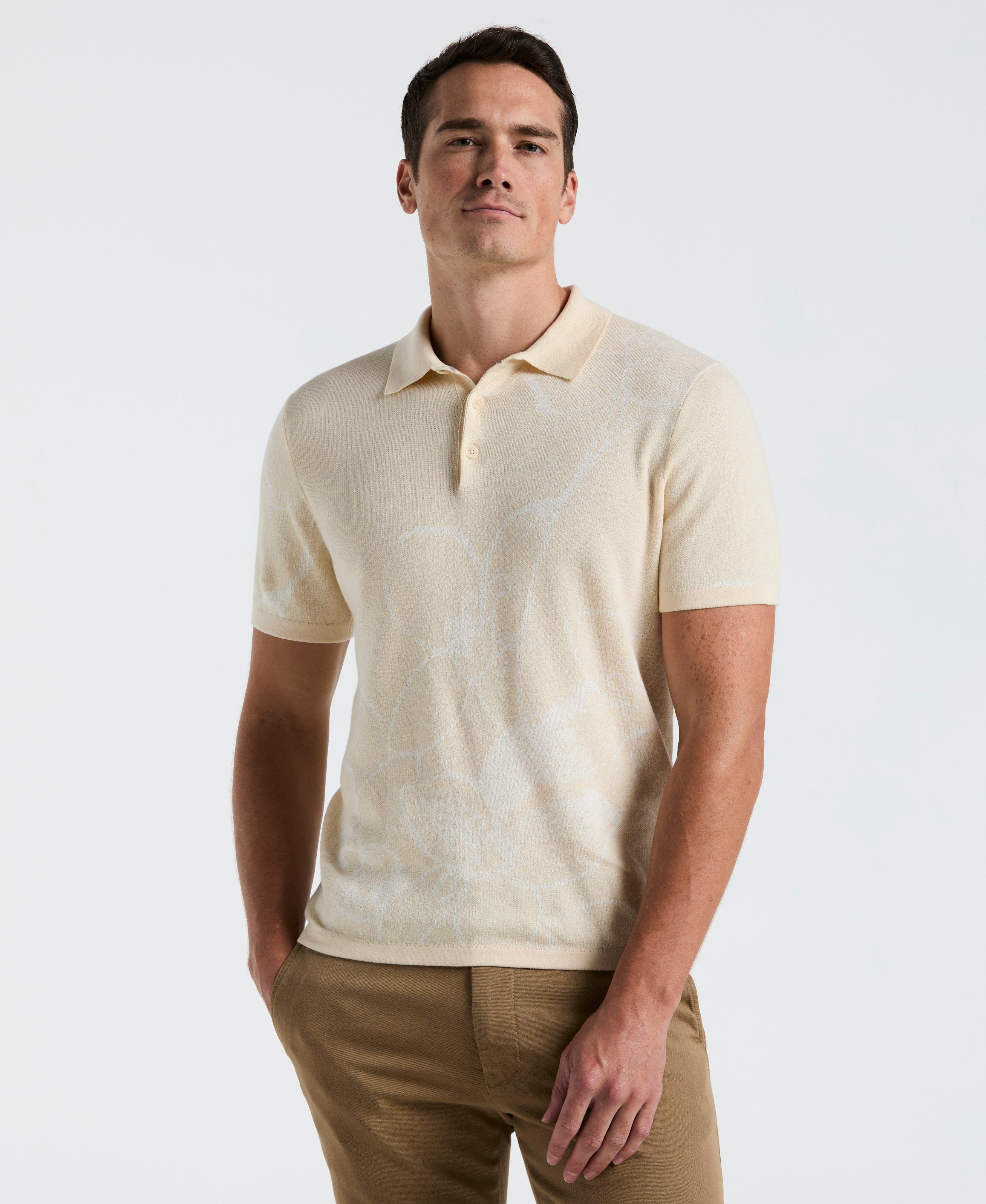 Flower Jacquard Polo Sweater