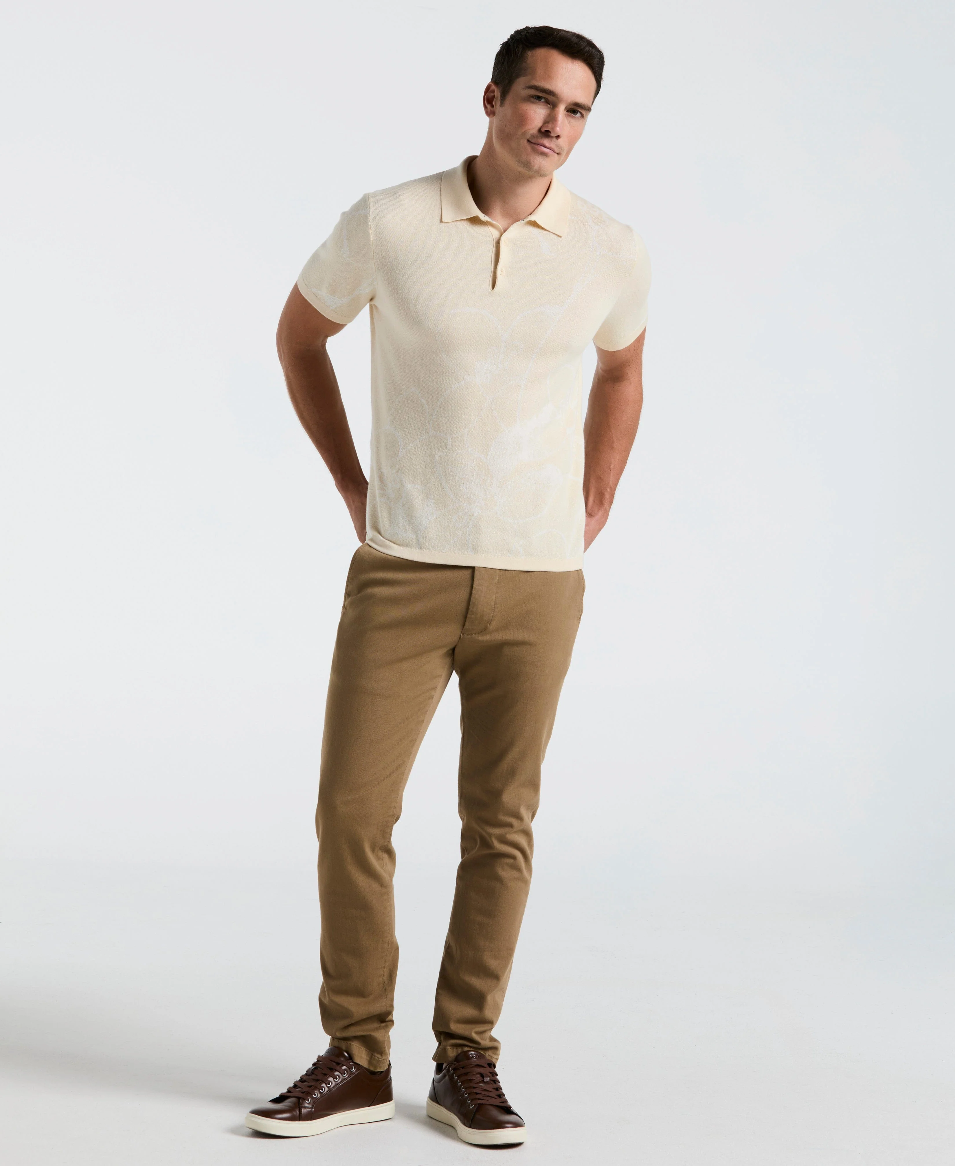 Flower Jacquard Polo Sweater - Image 4