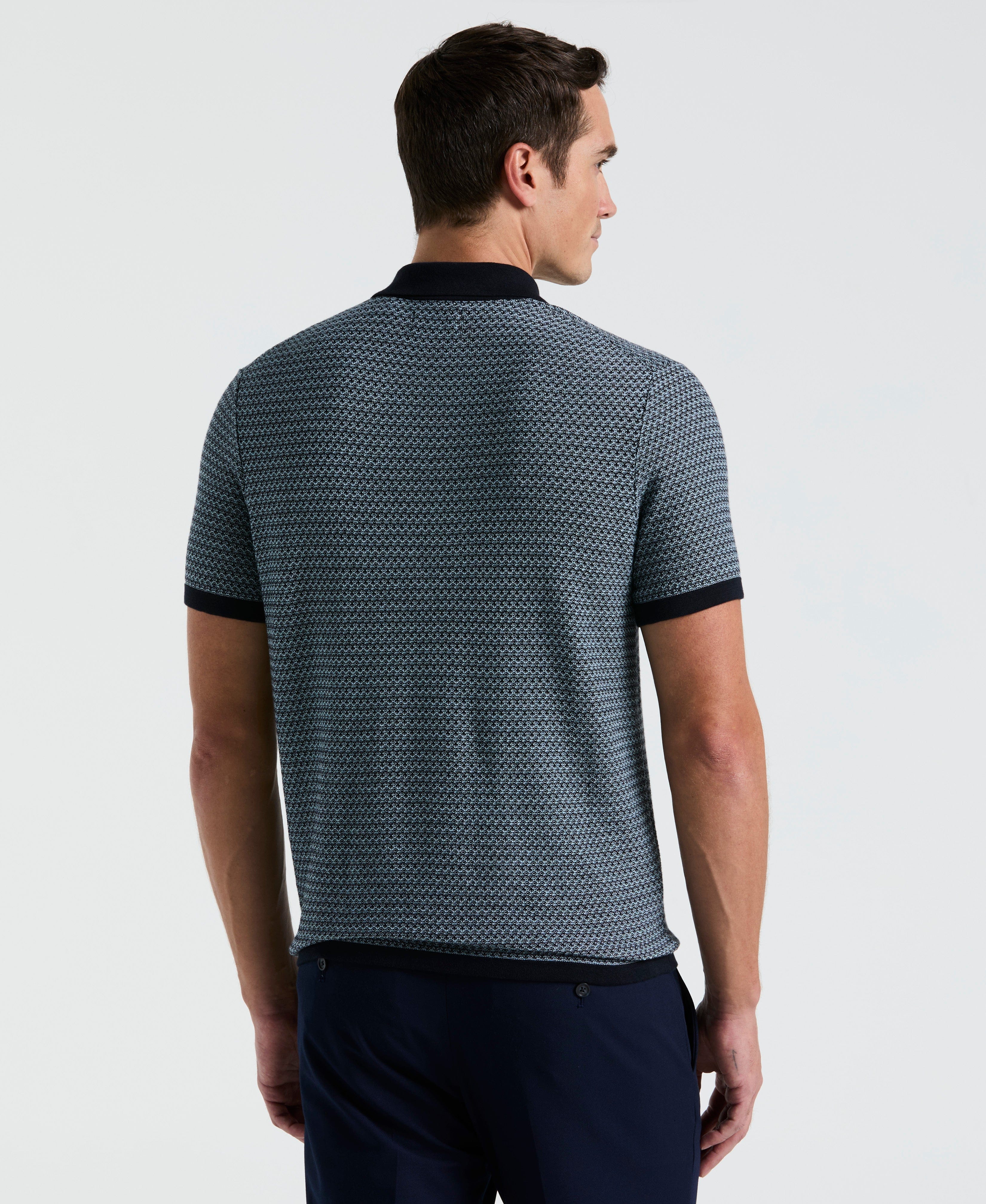 Geo Textured Stitch Polo Sweater - Image 2